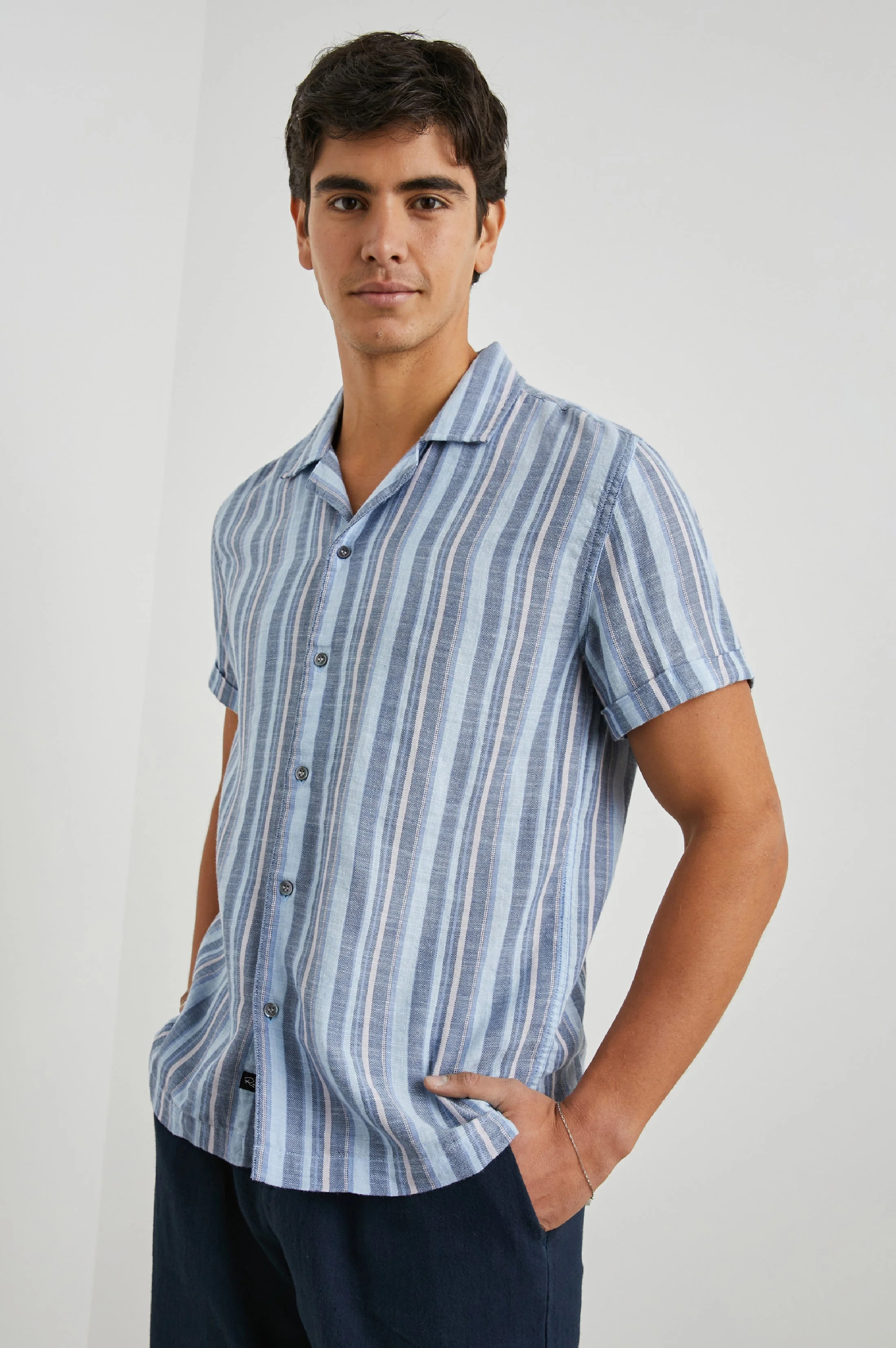 AMALFI SHIRT - POWDER COBALT STRIPE - Image 5