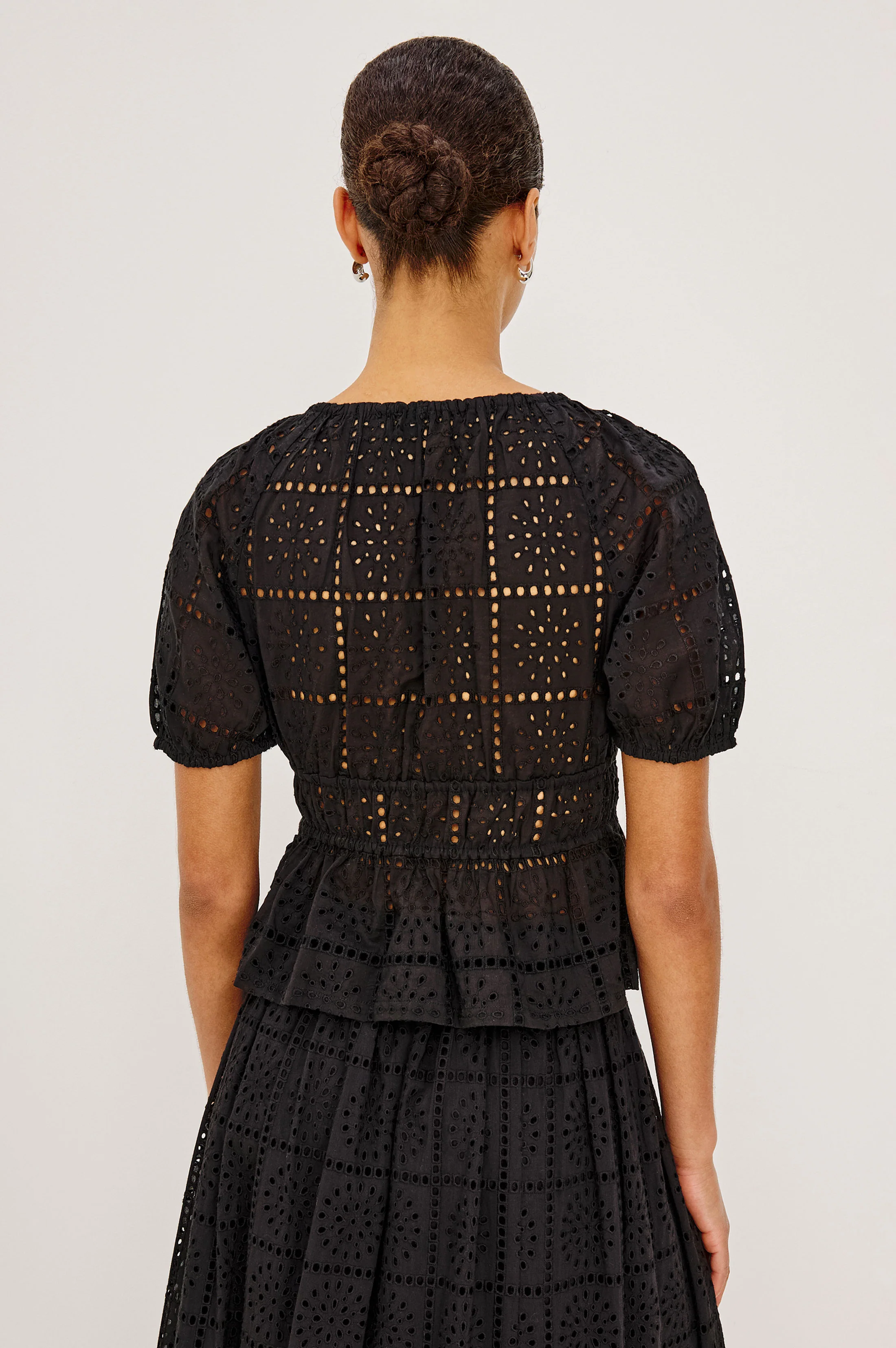 ARGENTA TOP - BLACK GRID EMBROIDERY - Image 5