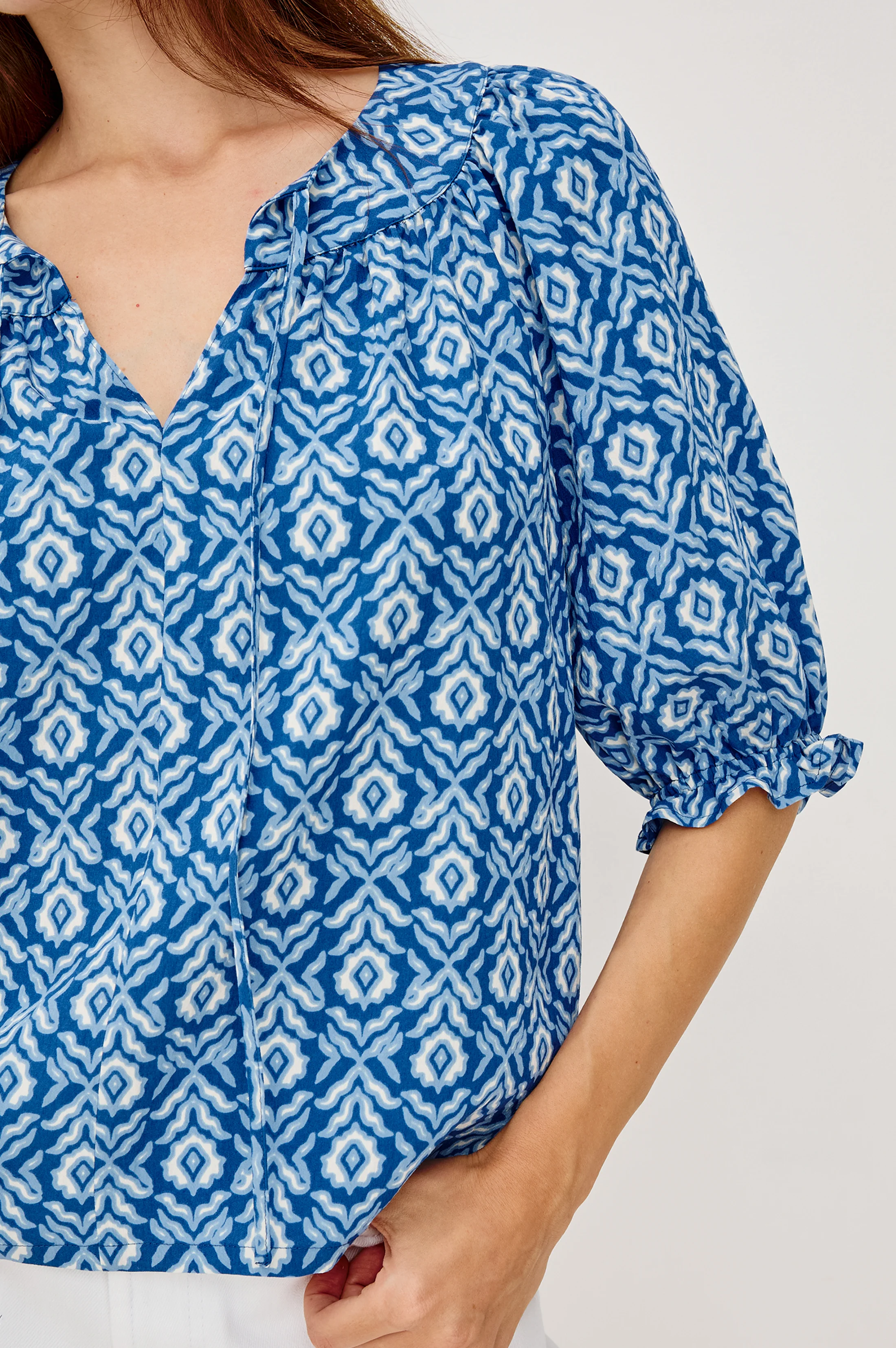 BELINA TOP - BLUE IKAT - Image 2
