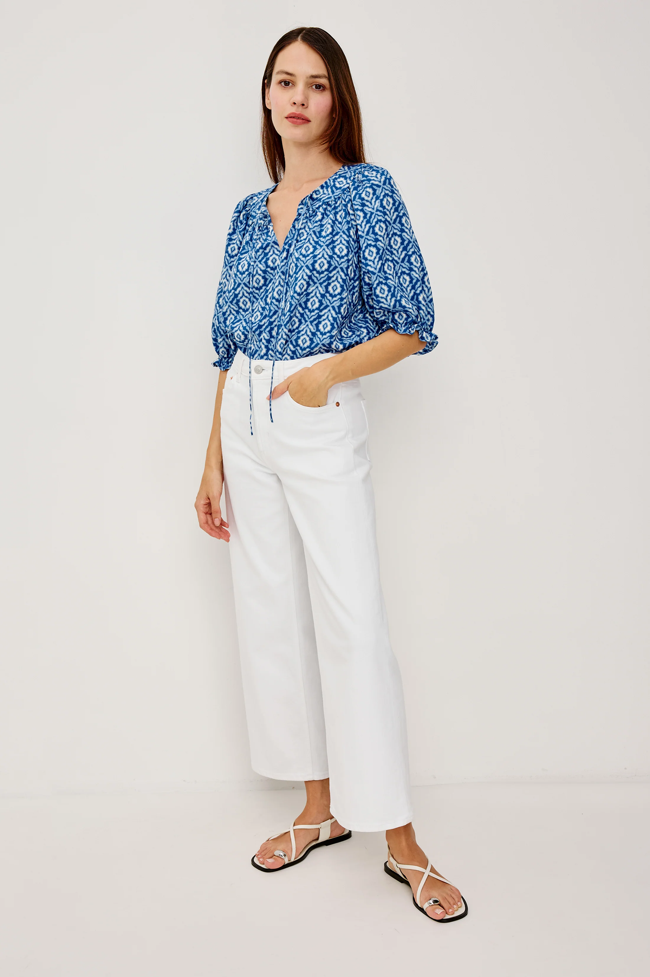 BELINA TOP - BLUE IKAT - Image 3