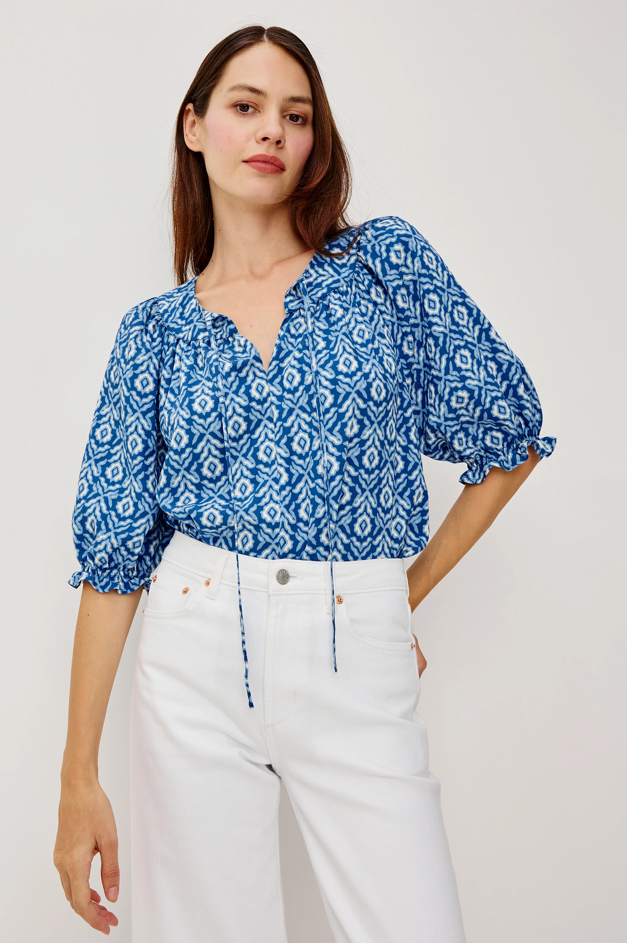 BELINA TOP - BLUE IKAT - Image 4