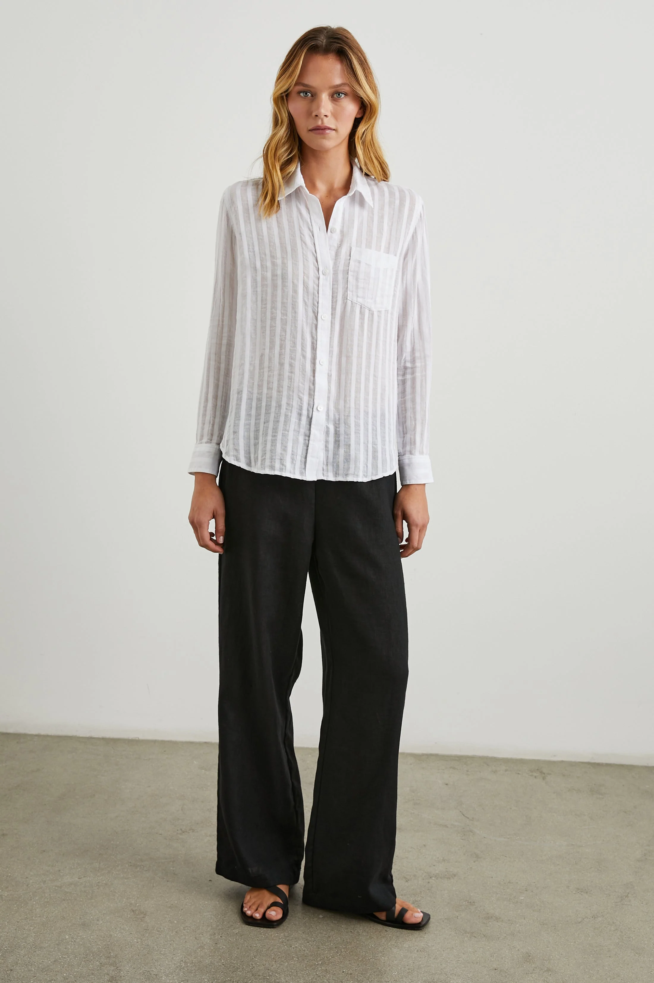 CHARLI SHIRT - WHITE SHADOW STRIPE - Image 3