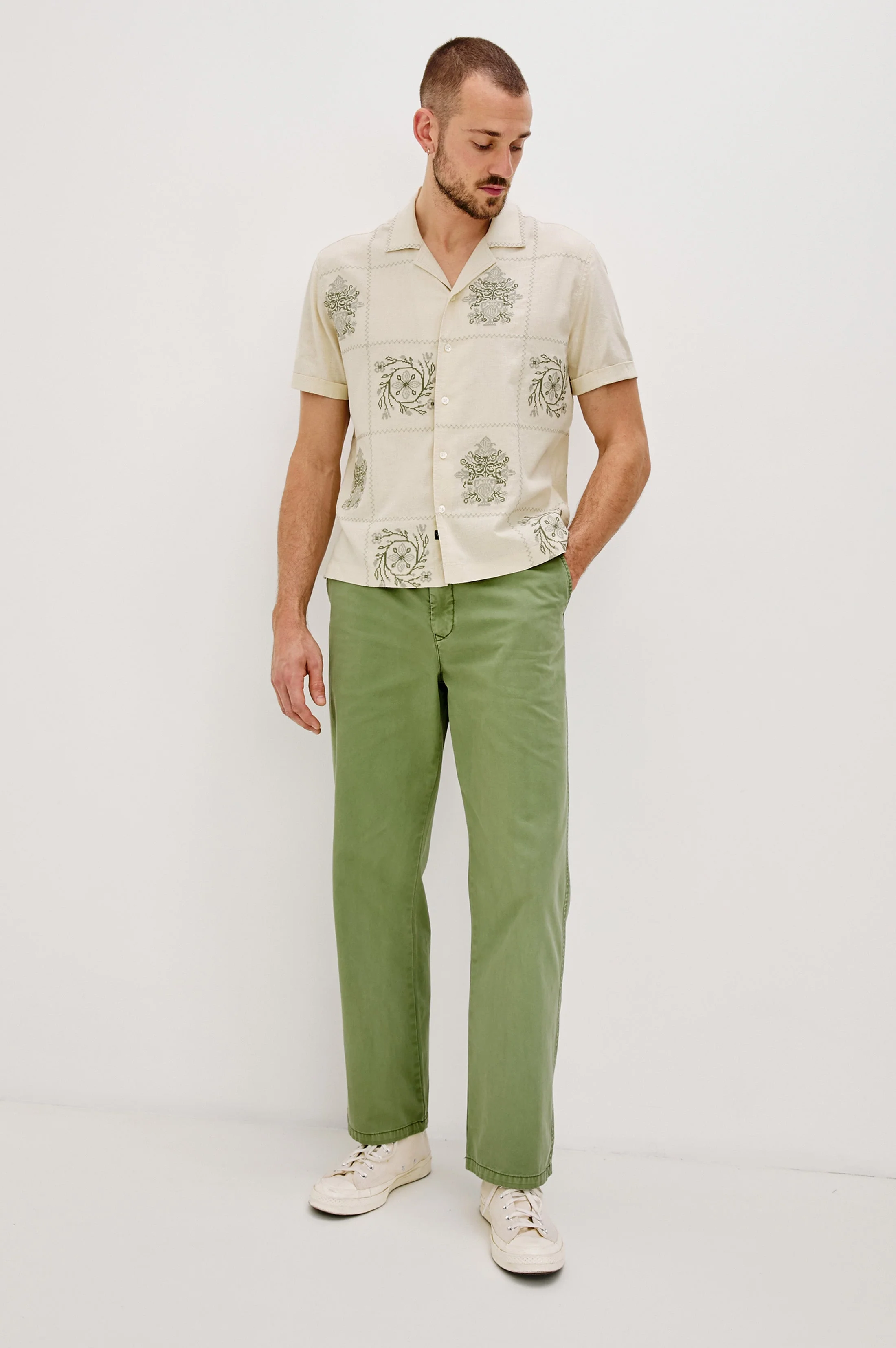 CLAIRO SHIRT - CREAM QUILT SQUARES - Image 4