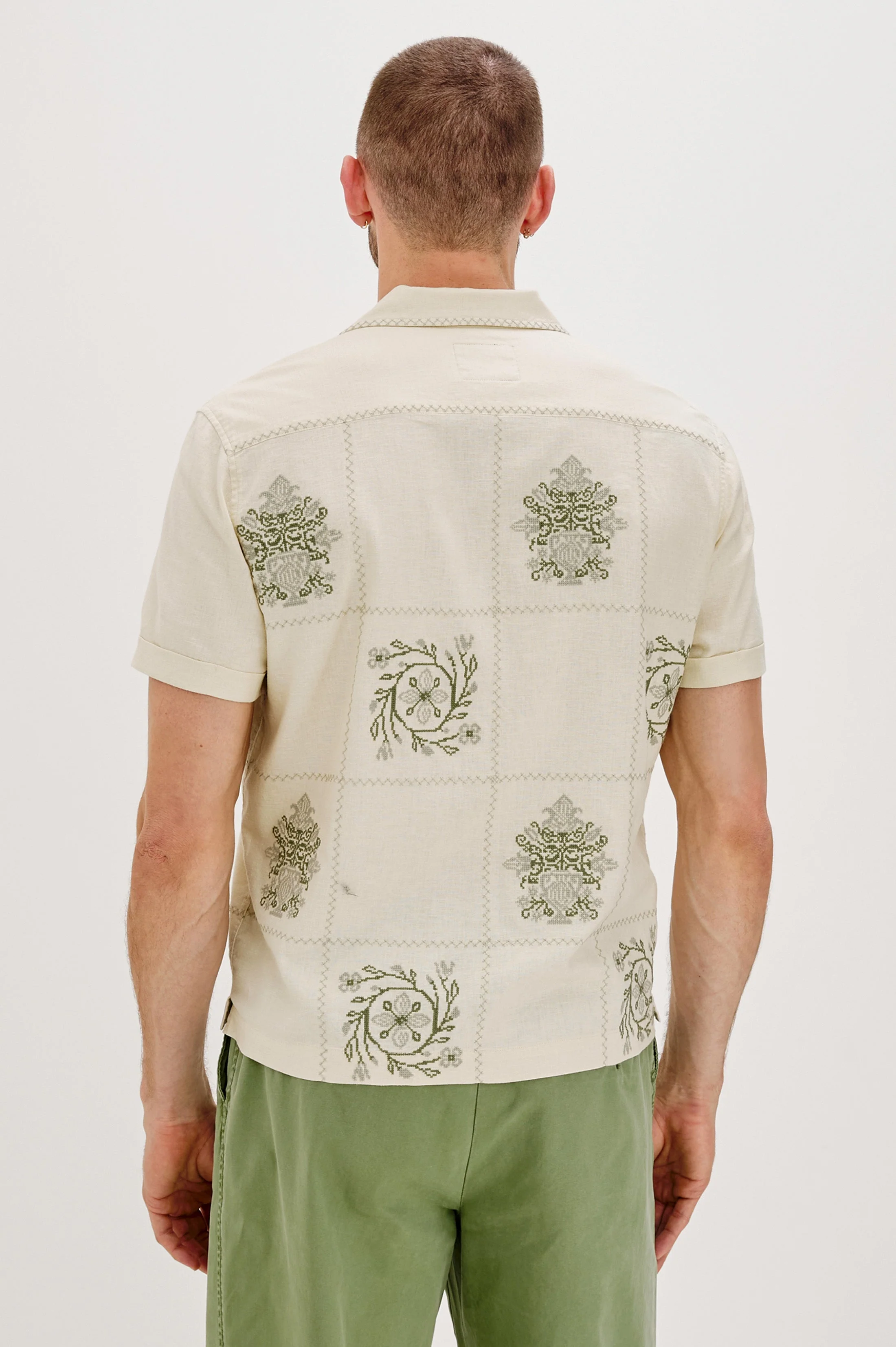 CLAIRO SHIRT - CREAM QUILT SQUARES - Image 6
