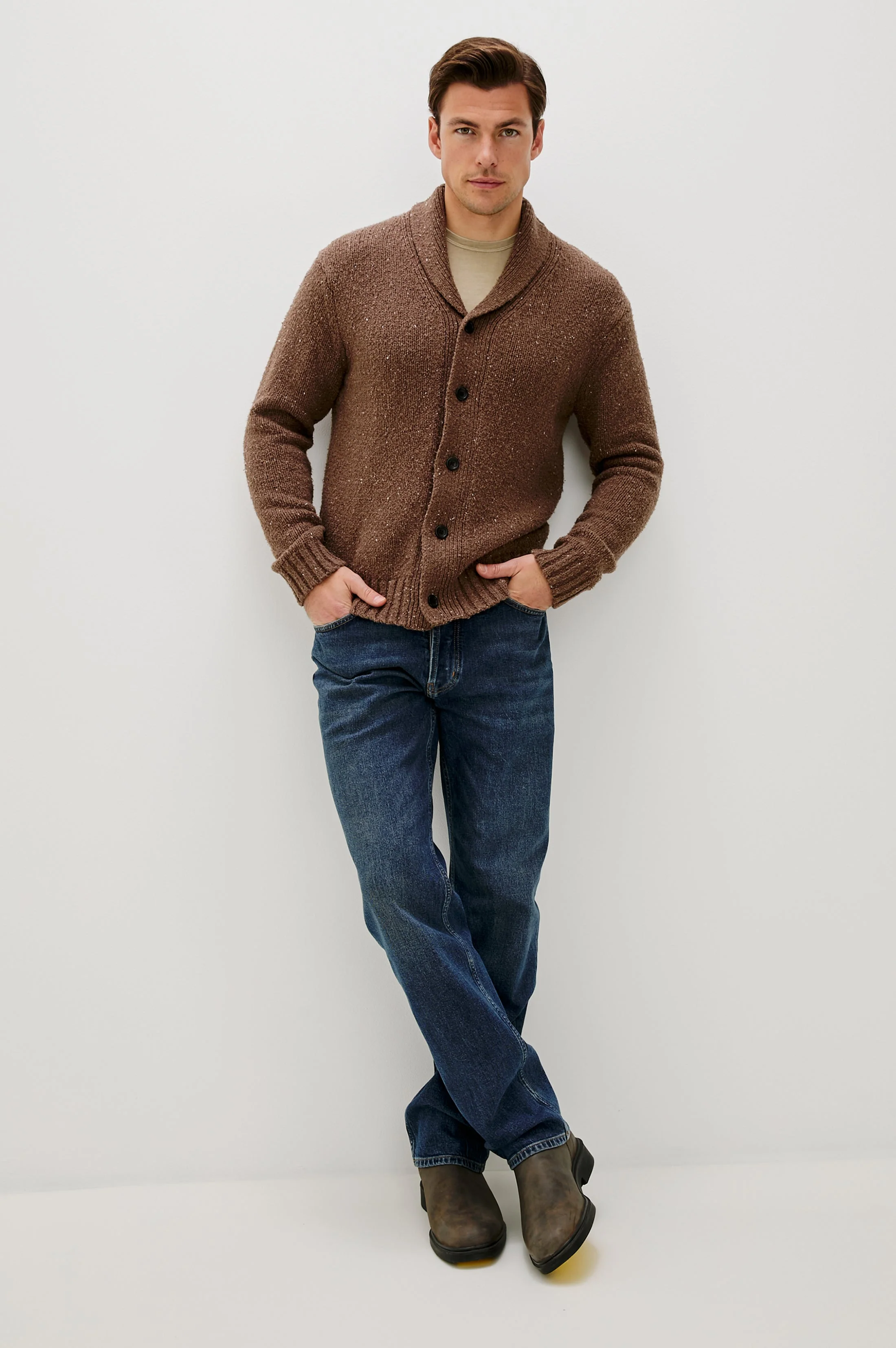 CORDEN CARDIGAN - CHESTNUT SPECKLE - Image 4