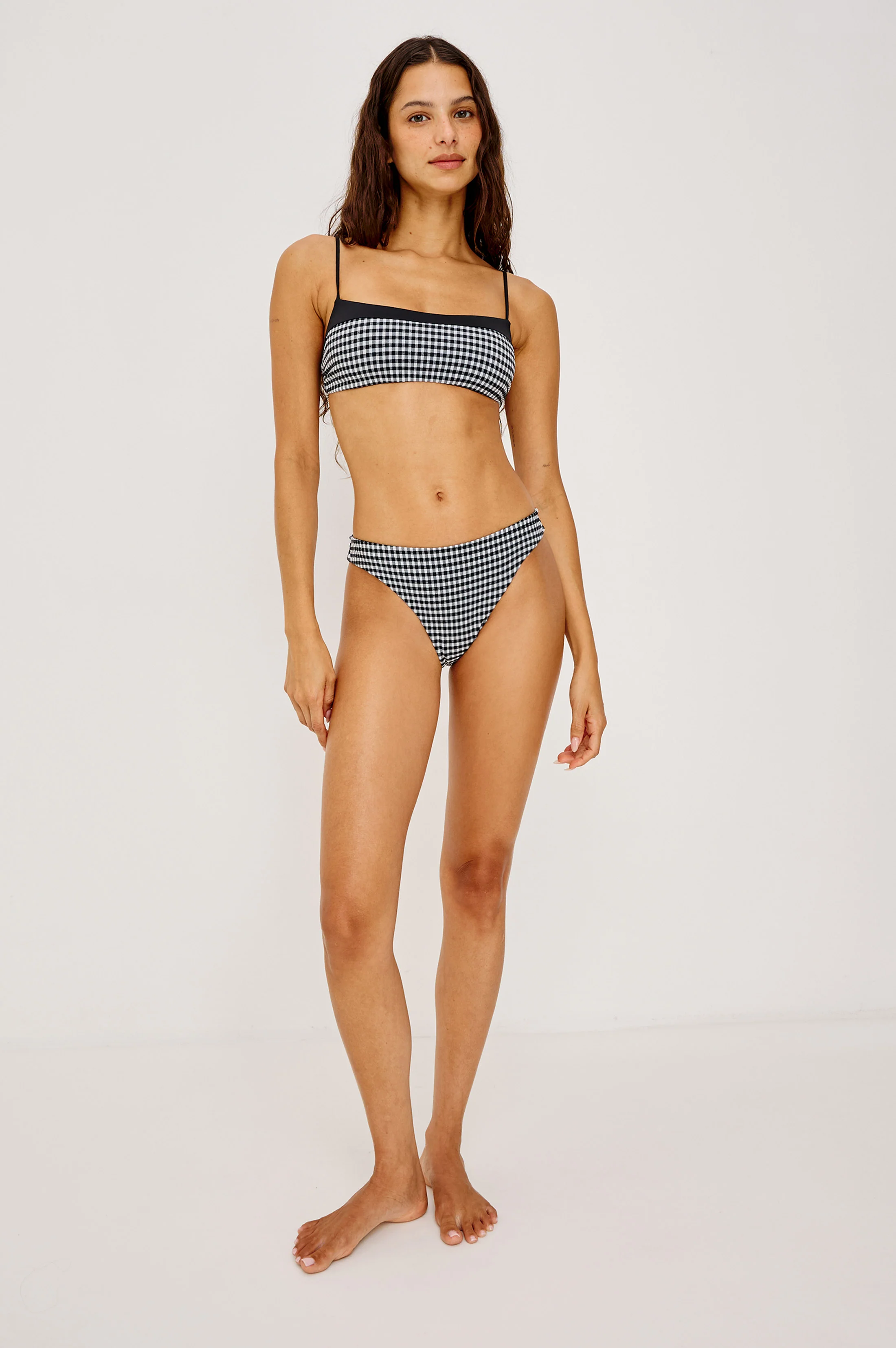 CORFU BIKINI TOP - BLACK WHITE GINGHAM - Image 3