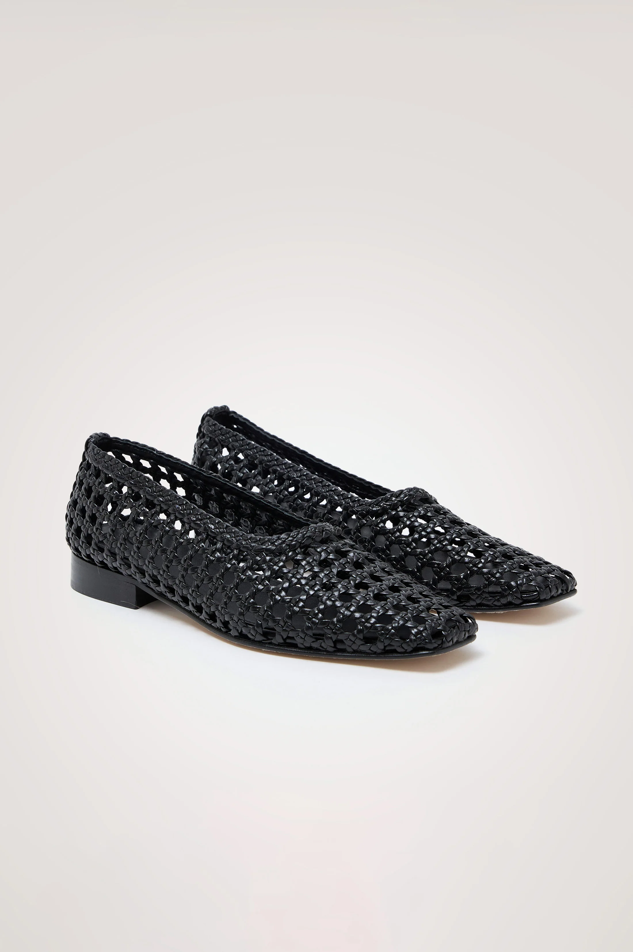 CORTONA WOVEN BALLET FLAT  - BLACK LEATHER - Image 3