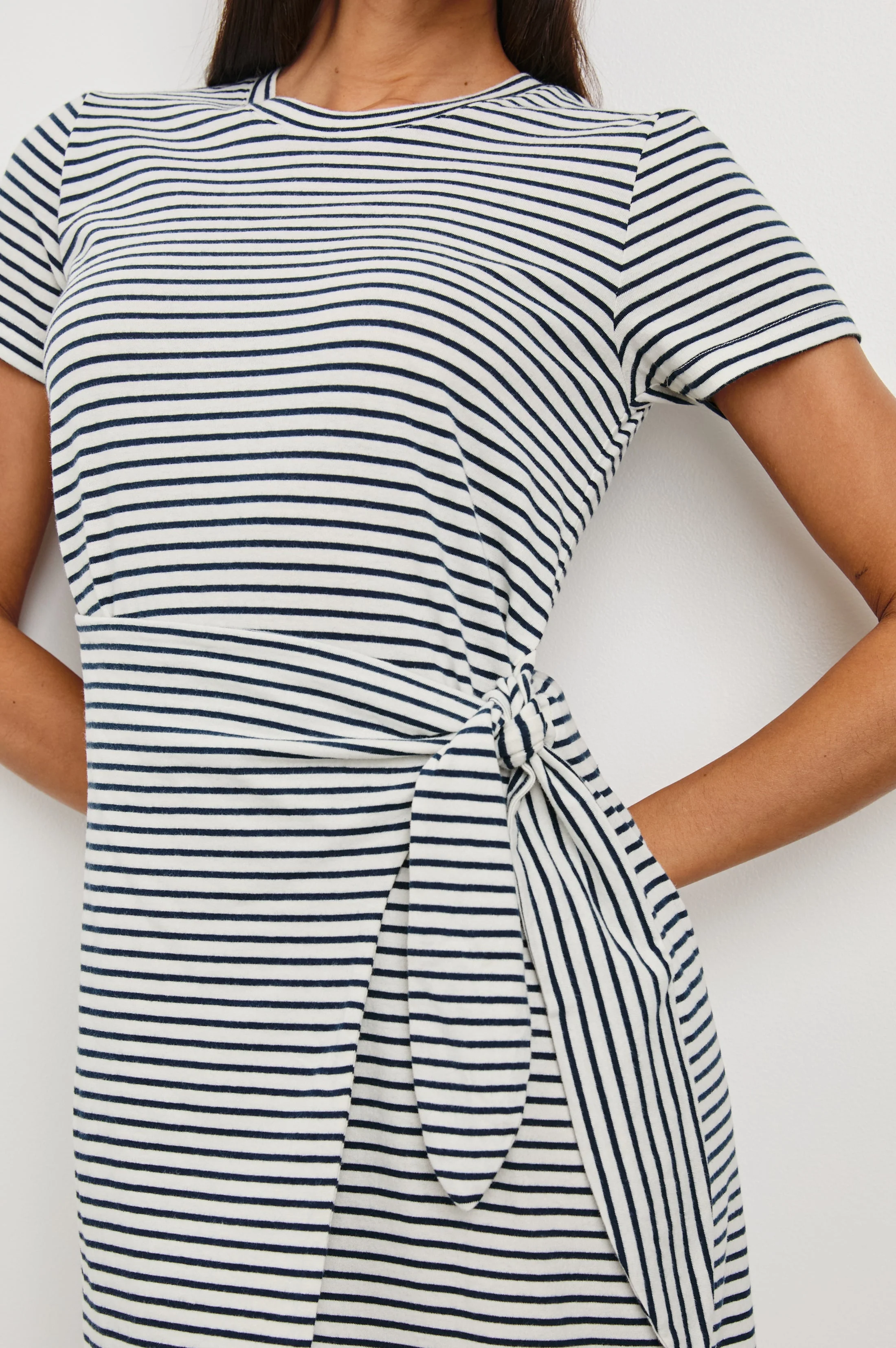EDIE DRESS - IVORY NAVY MICRO STRIPE - Image 2