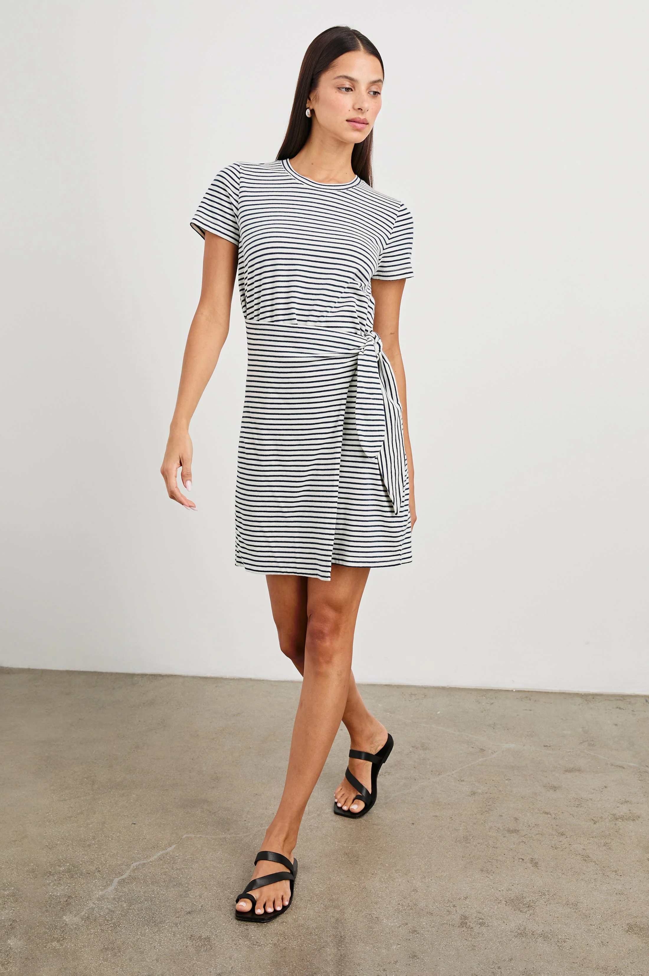 EDIE DRESS - IVORY NAVY MICRO STRIPE - Image 3