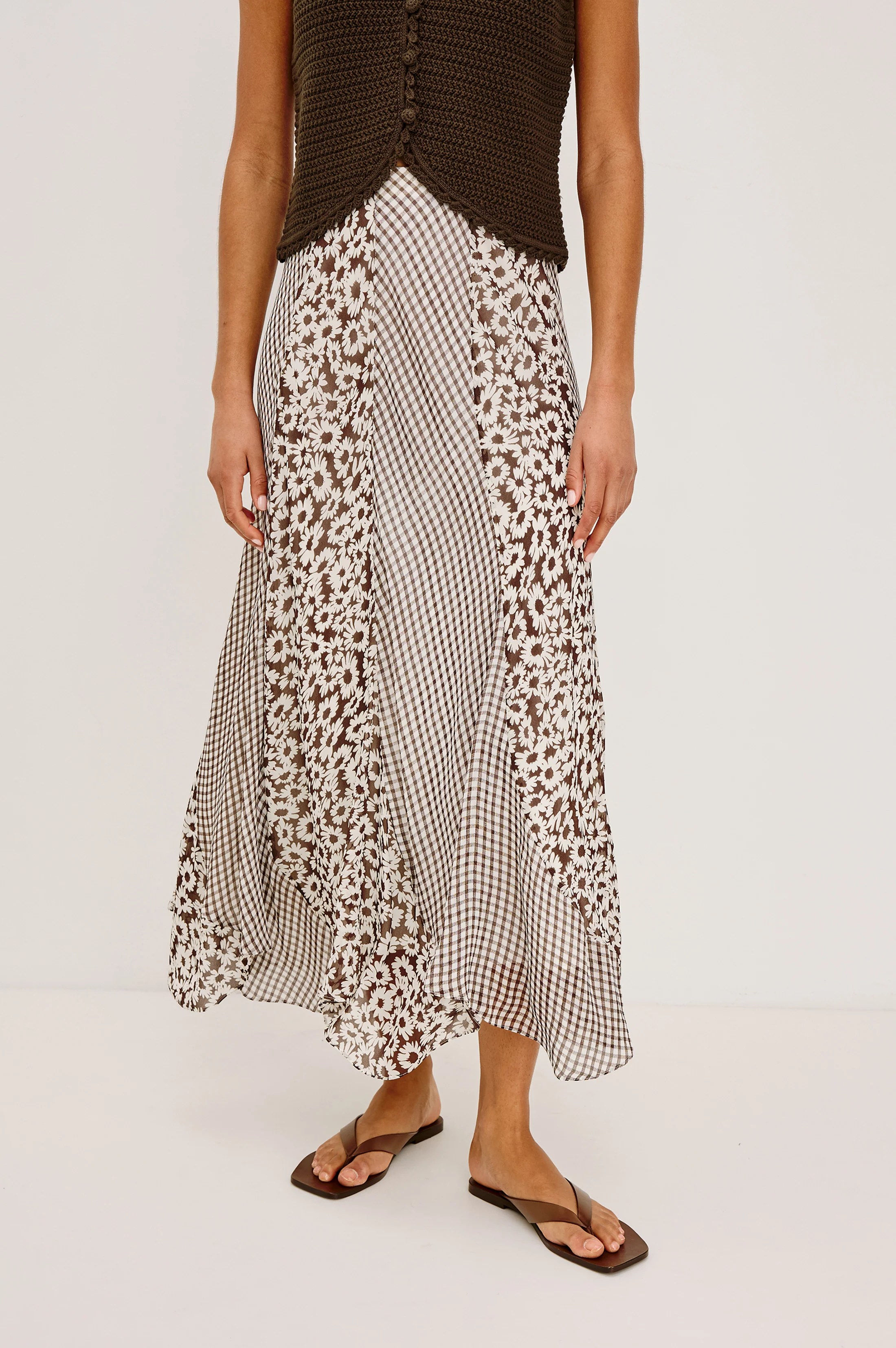 FELINA SKIRT - ESPRESSO DAISY GINGHAM MIX