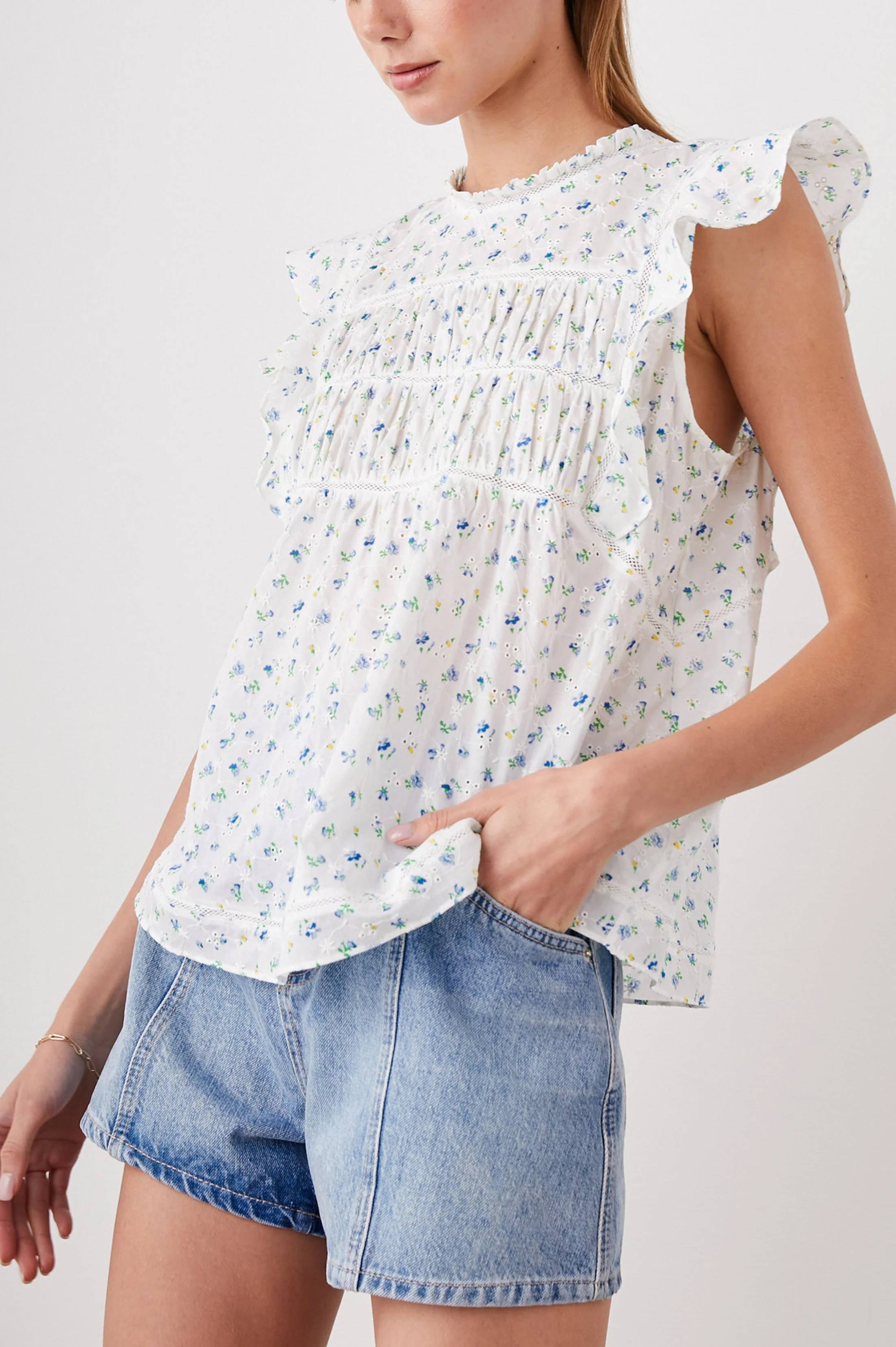 FILOMENA TOP - BLUEBELL EYELET - Image 4