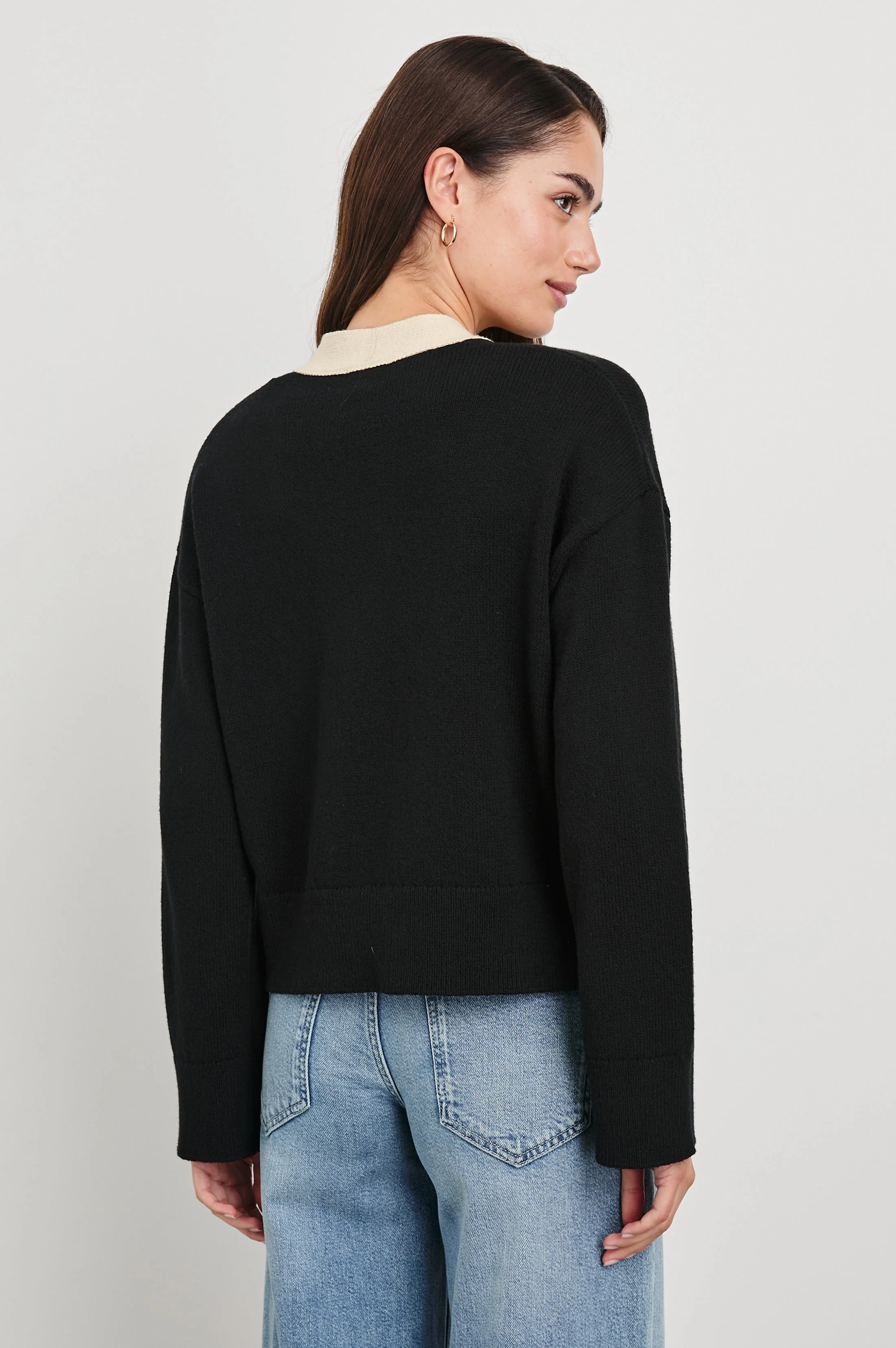 GENEVA CARDIGAN - BLACK IVORY - Image 5