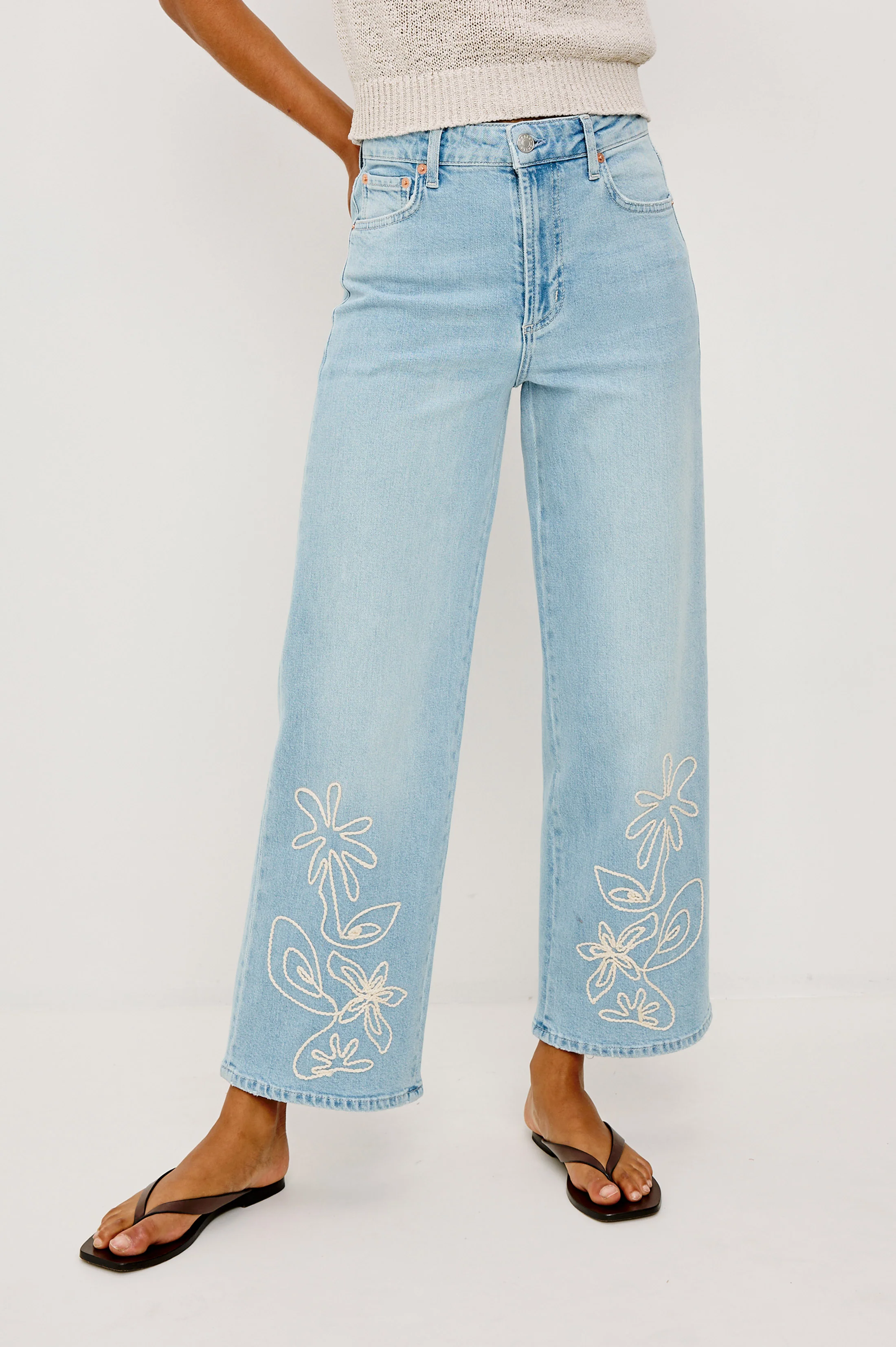 GETTY CROP WIDE LEG - LELANI EMBROIDERED