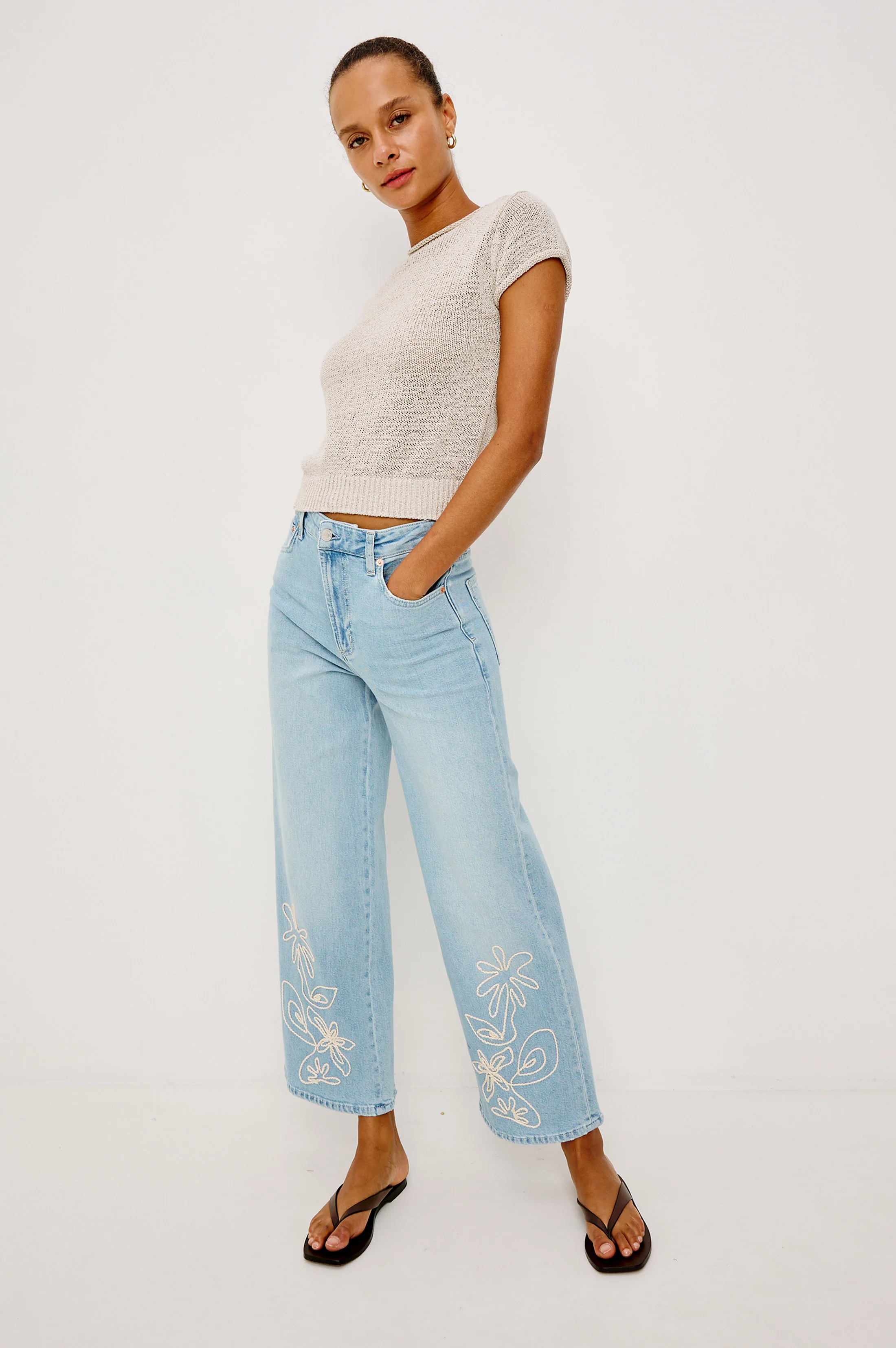 GETTY CROP WIDE LEG - LELANI EMBROIDERED - Image 2