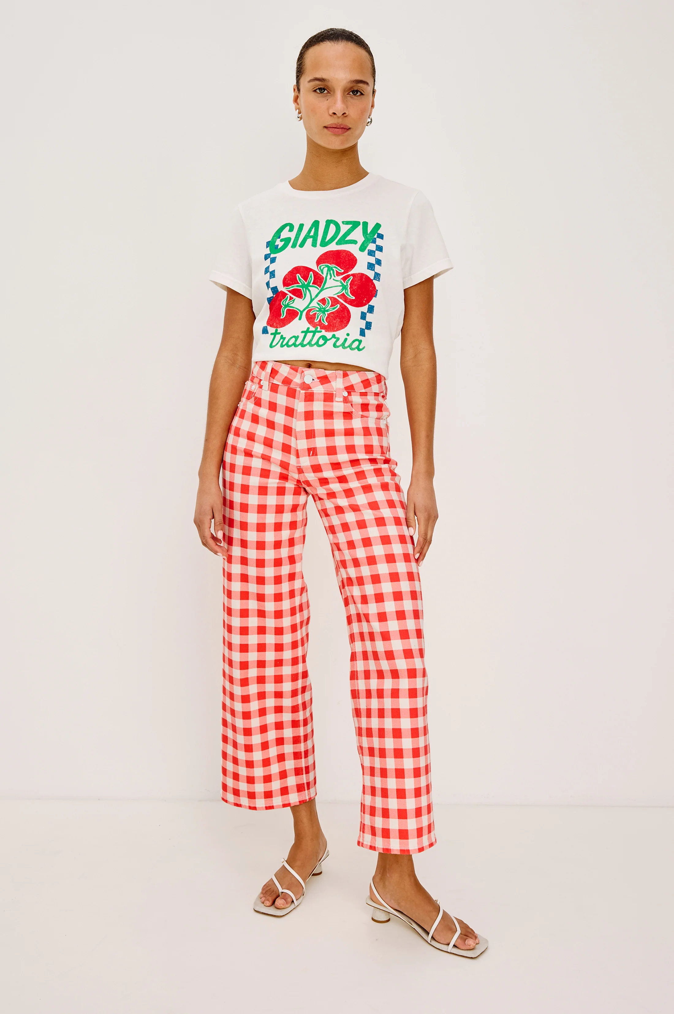 RAILS X GIADZY GETTY CROP WIDE LEG - TOMATO GINGHAM - Image 3