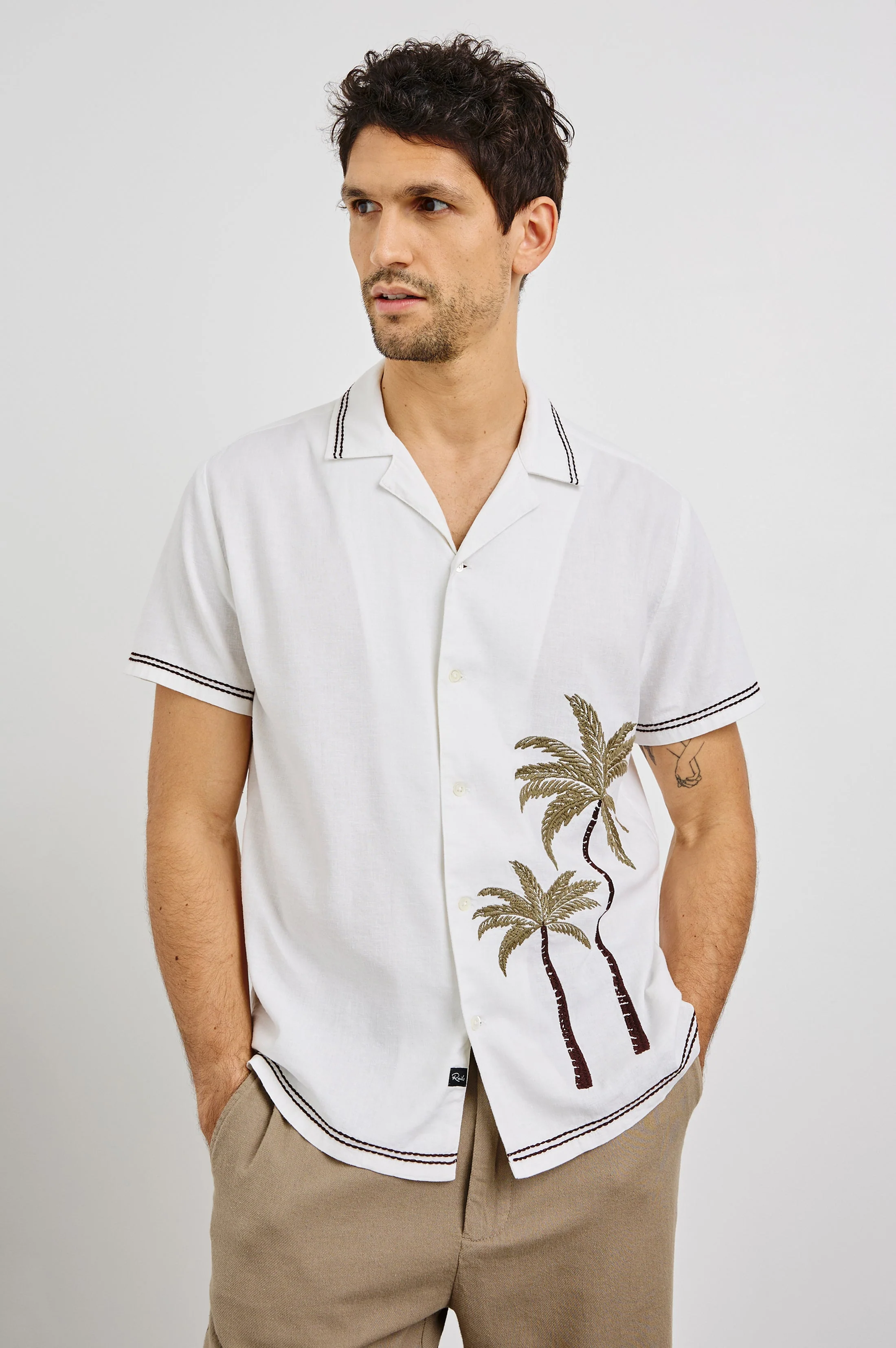 GIBSON SHIRT - WHITE BROWN PALM
