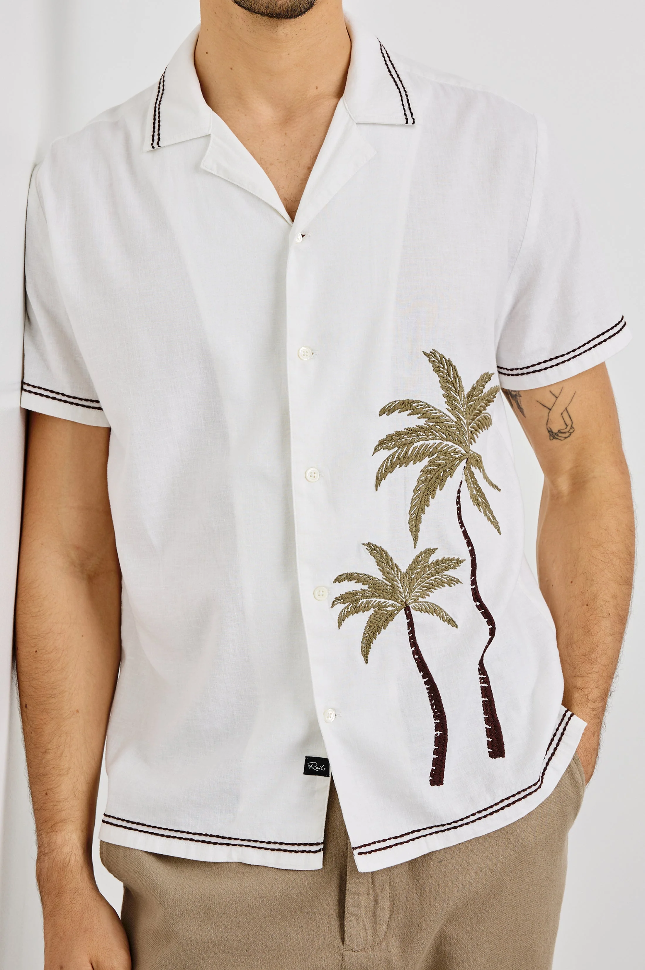GIBSON SHIRT - WHITE BROWN PALM - Image 2