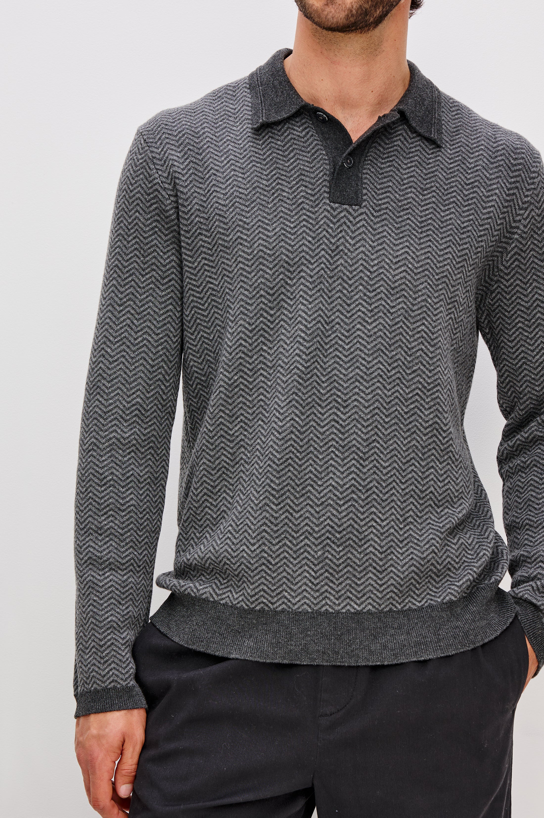 HERRINGTON SWEATER - CHARCOAL HERRINGBONE MELANGE - Image 2