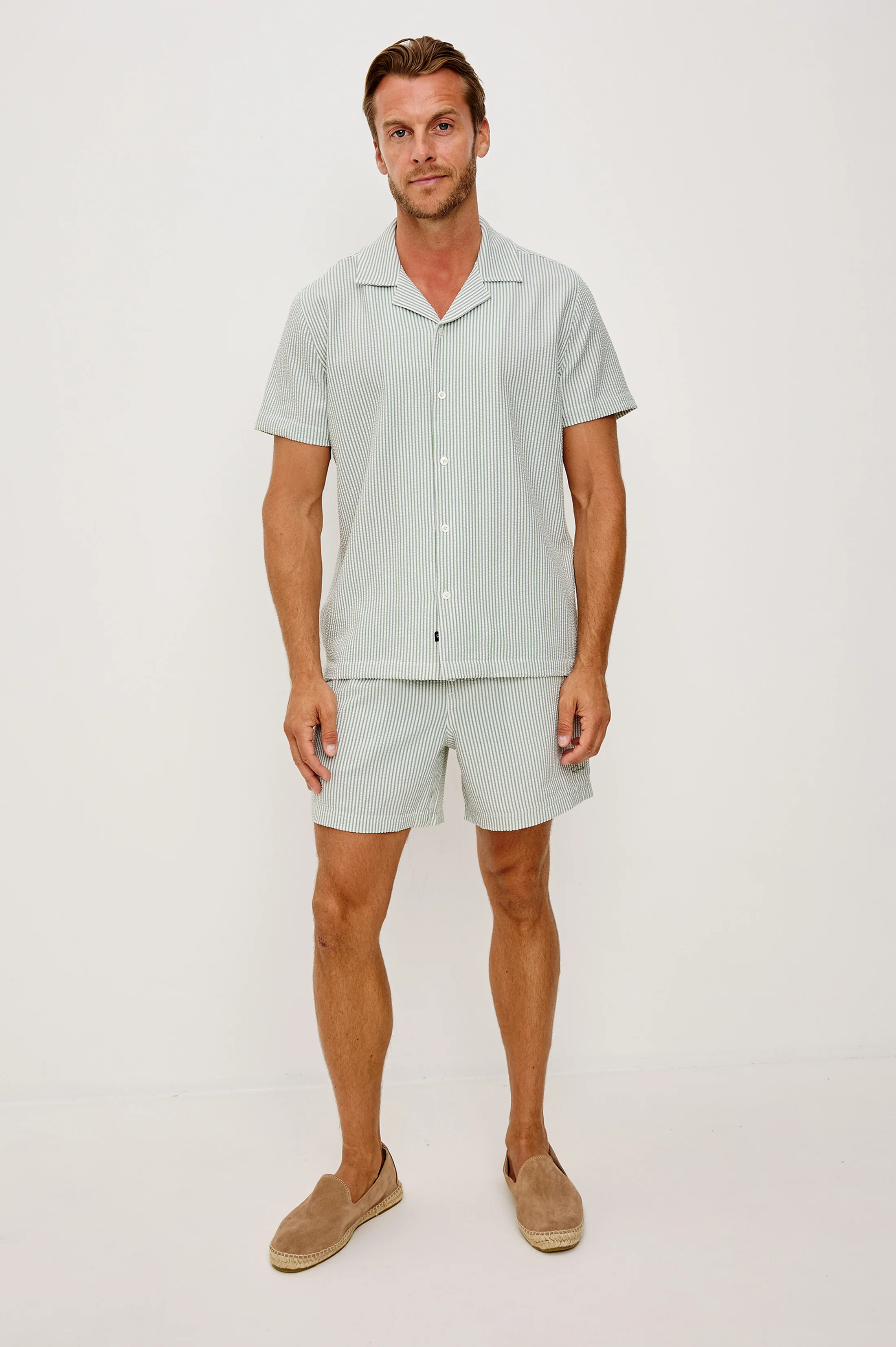 LA BREA SWIM SHORT - SAGE WHITE SEERSUCKER - Image 2