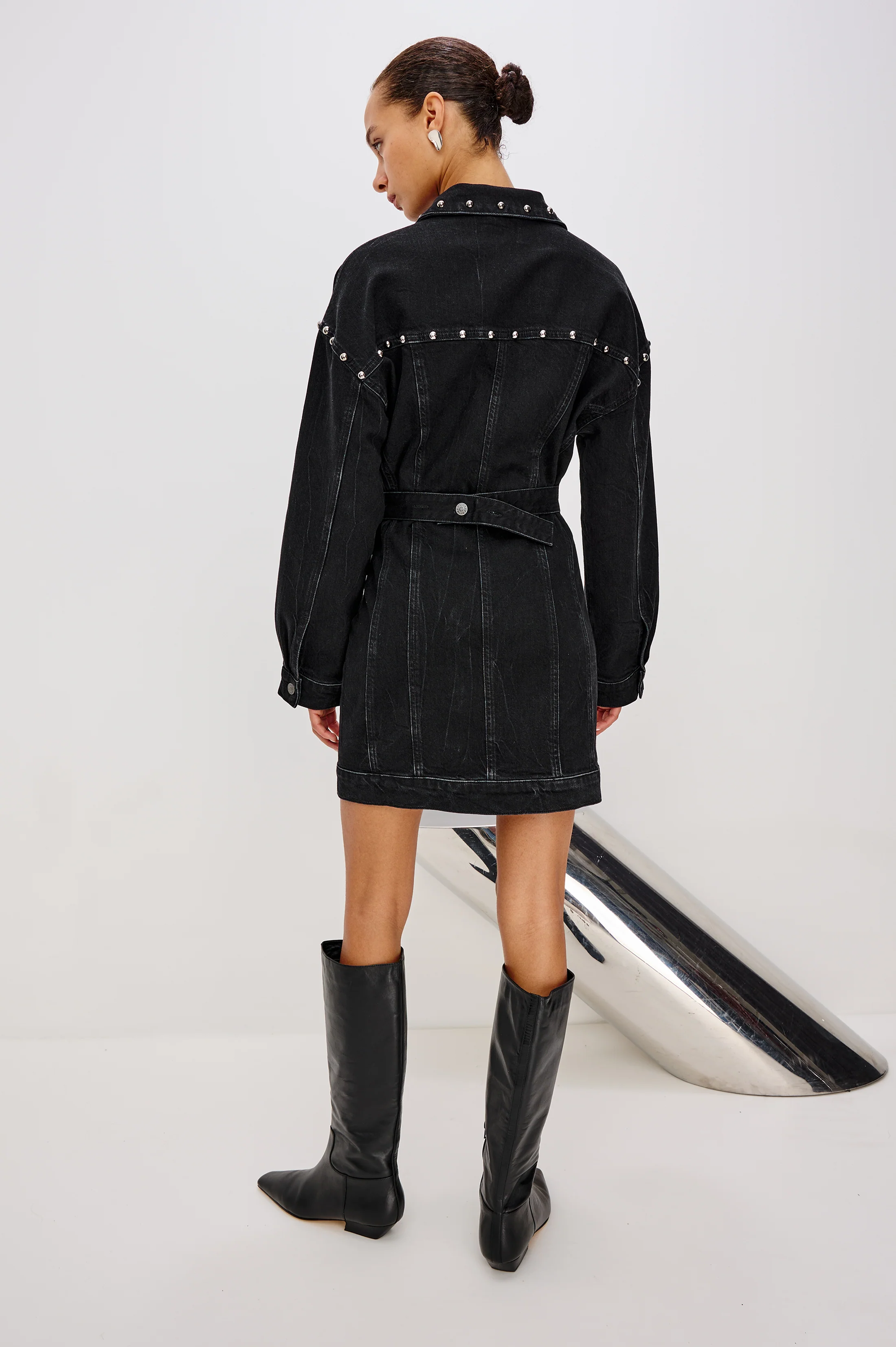 LADERA DRESS - BLACK STONE STUDDED - Image 5