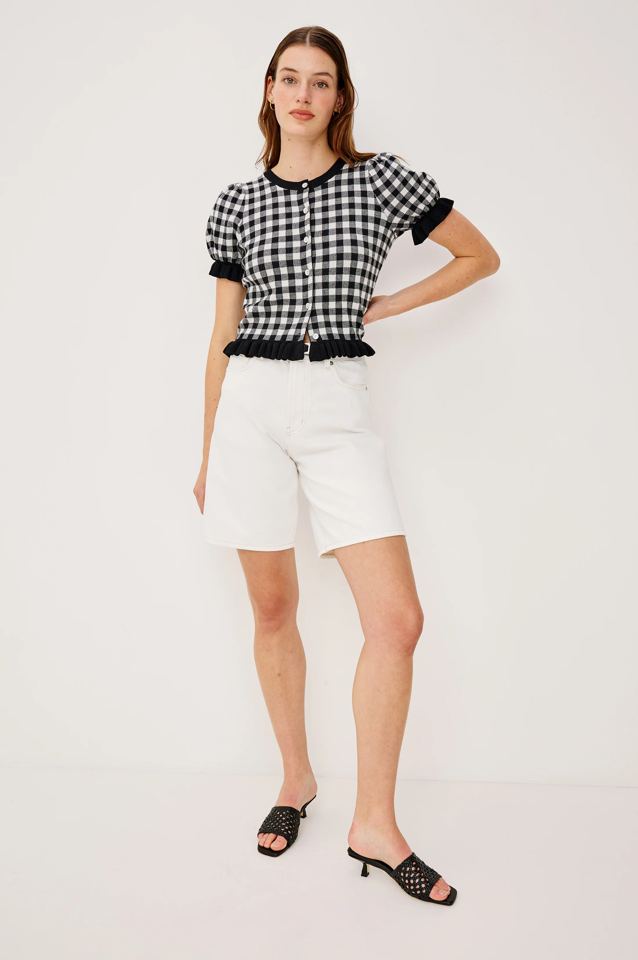 LORA TOP - BLACK WHITE GINGHAM - Image 4