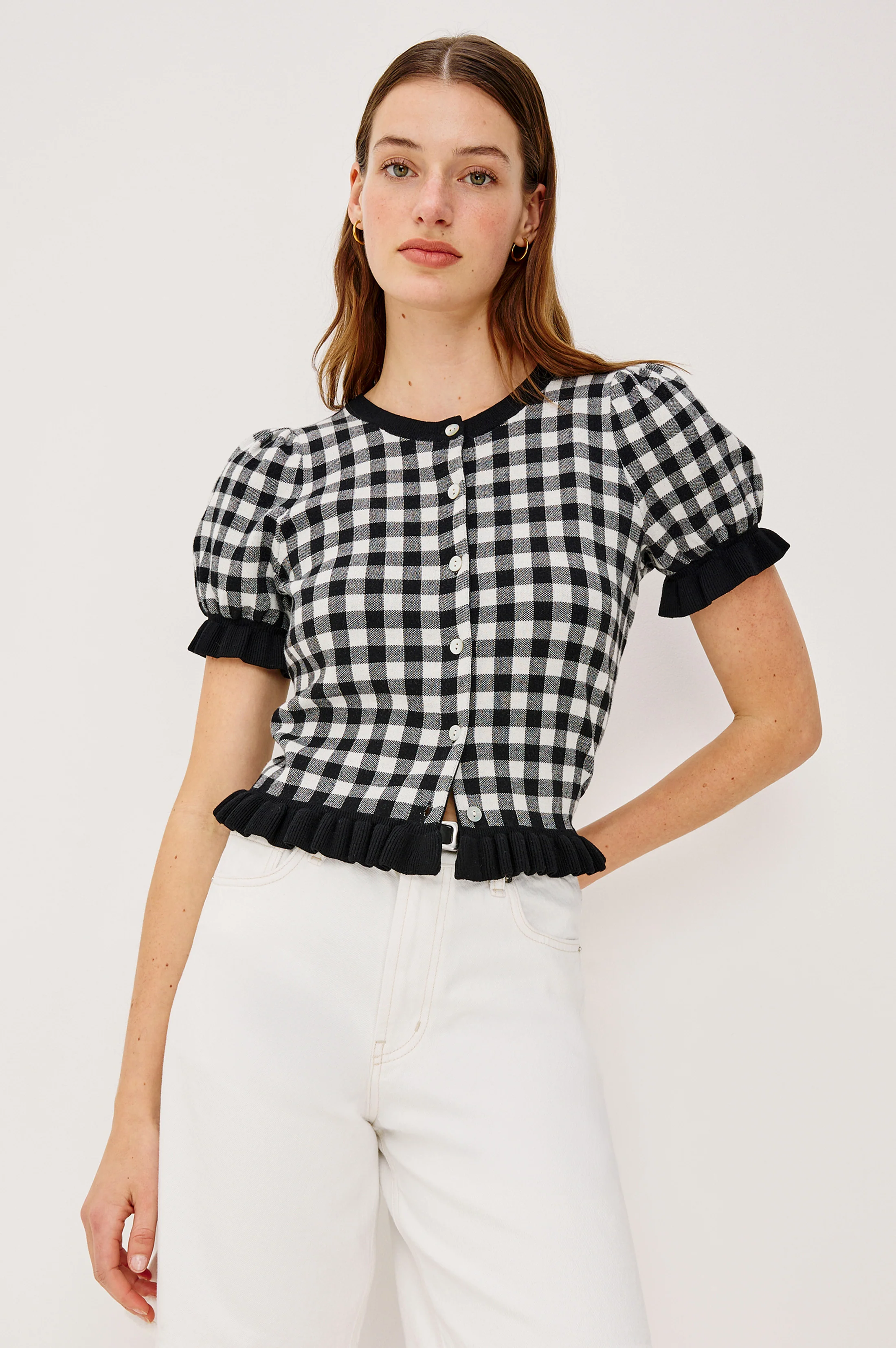 LORA TOP - BLACK WHITE GINGHAM - Image 5