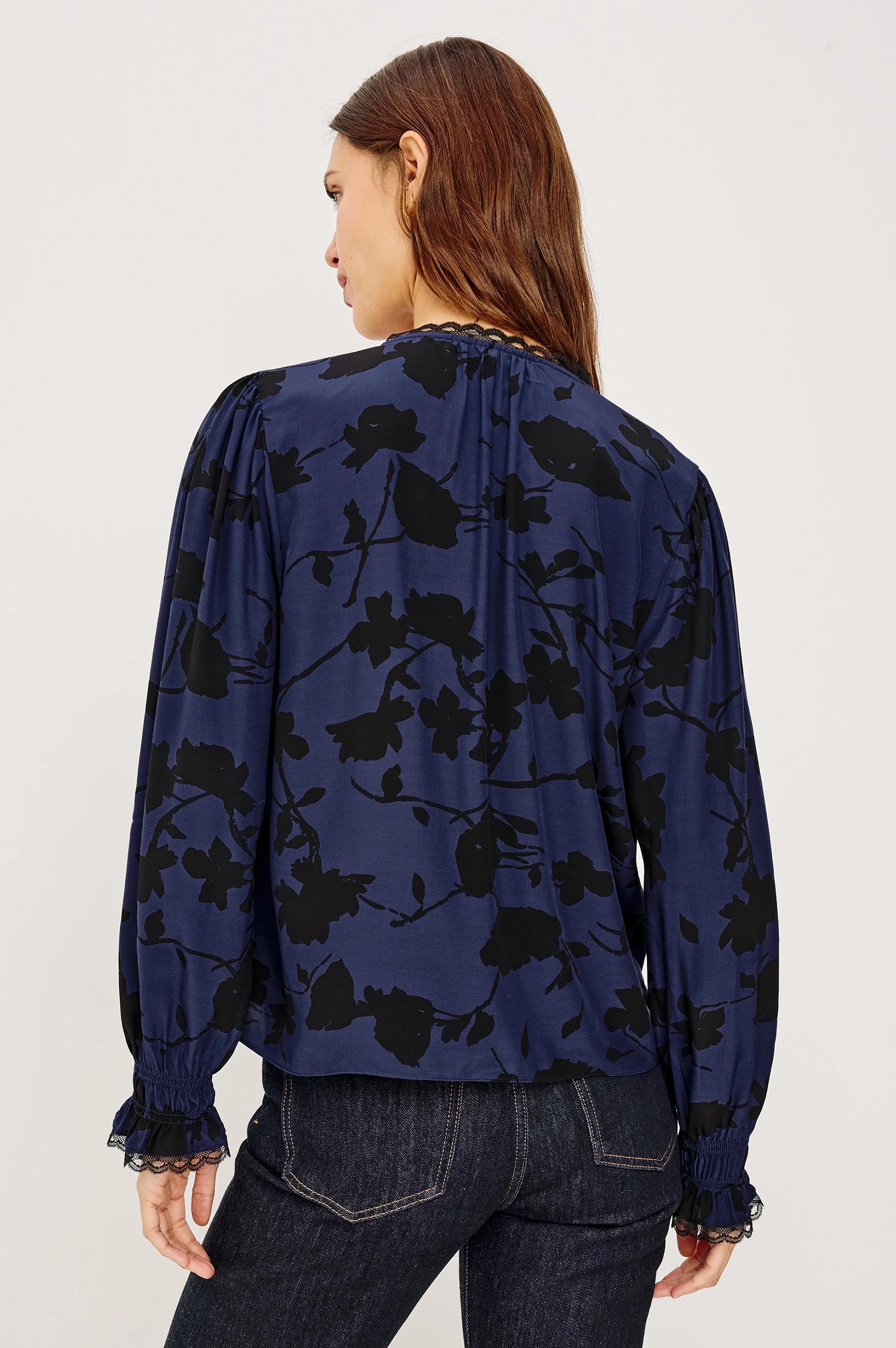 MAGDA SHIRT - NAVY TOSSED ROSES - Image 5