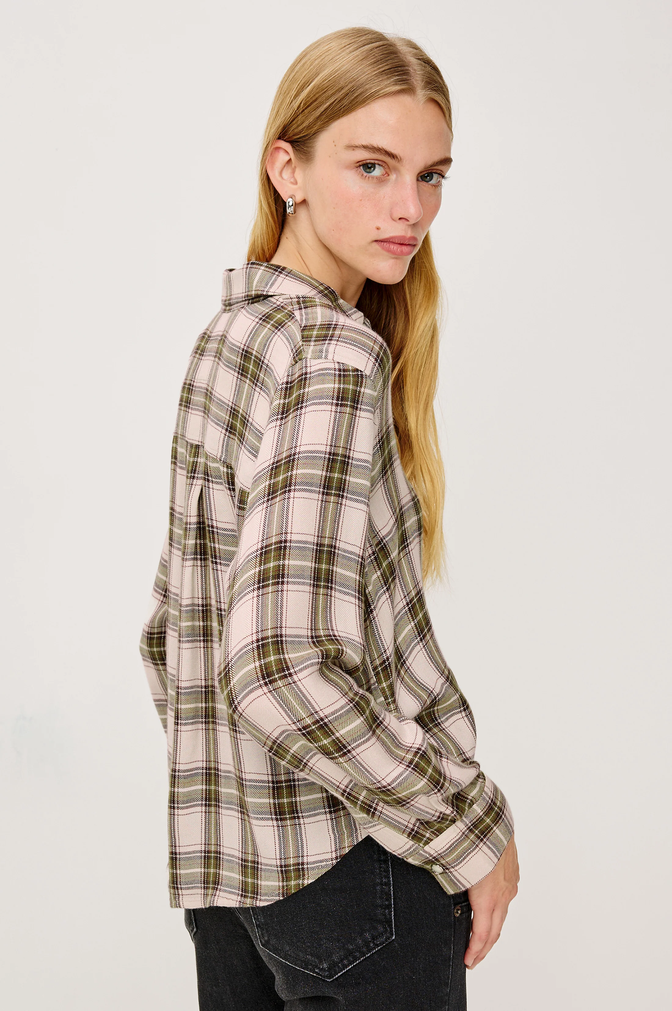 MALIN SHIRT - OLIVE BROWN CREAM - Image 4