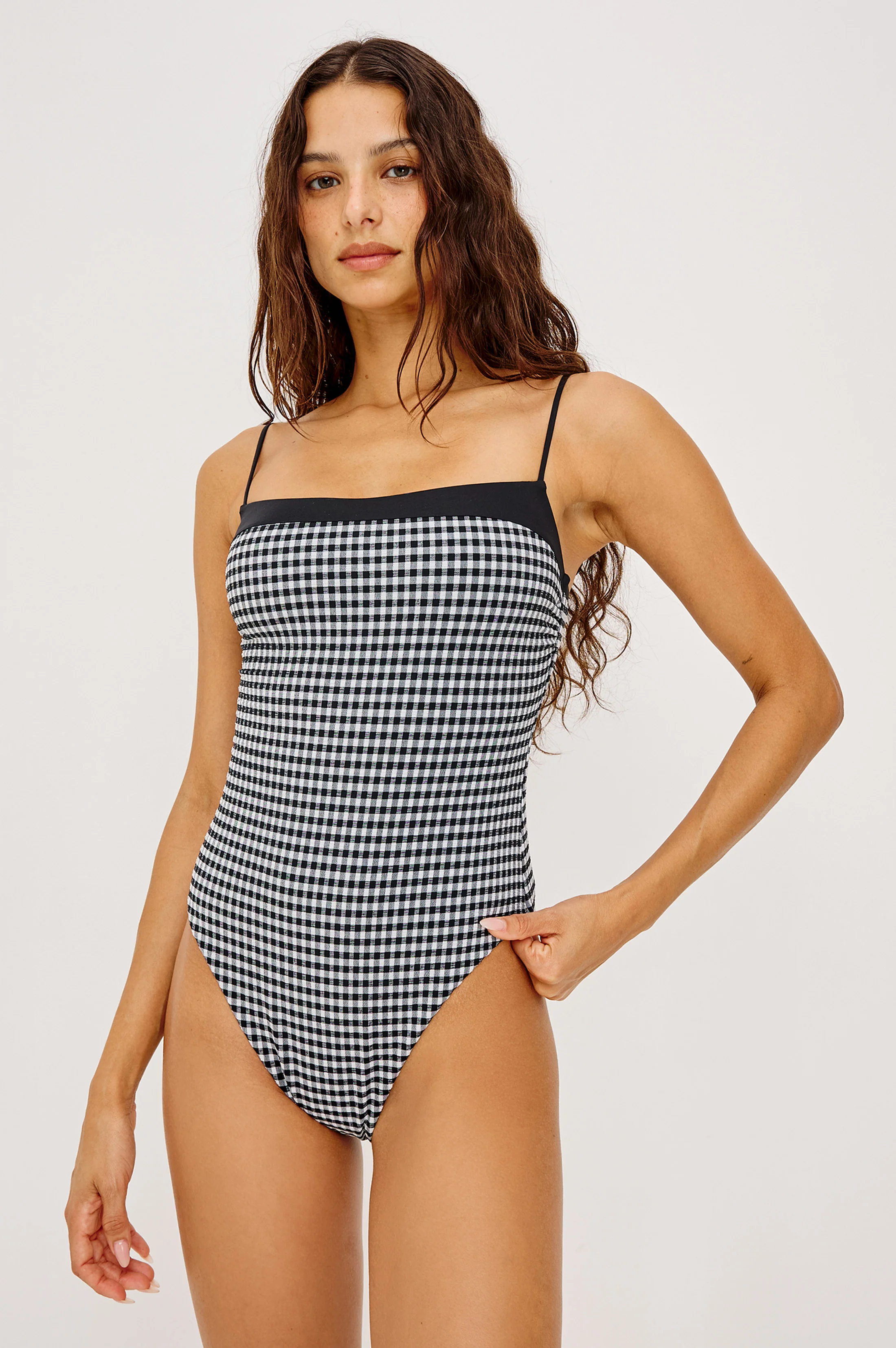 MARBELLA ONE PIECE - BLACK WHITE GINGHAM - Image 4