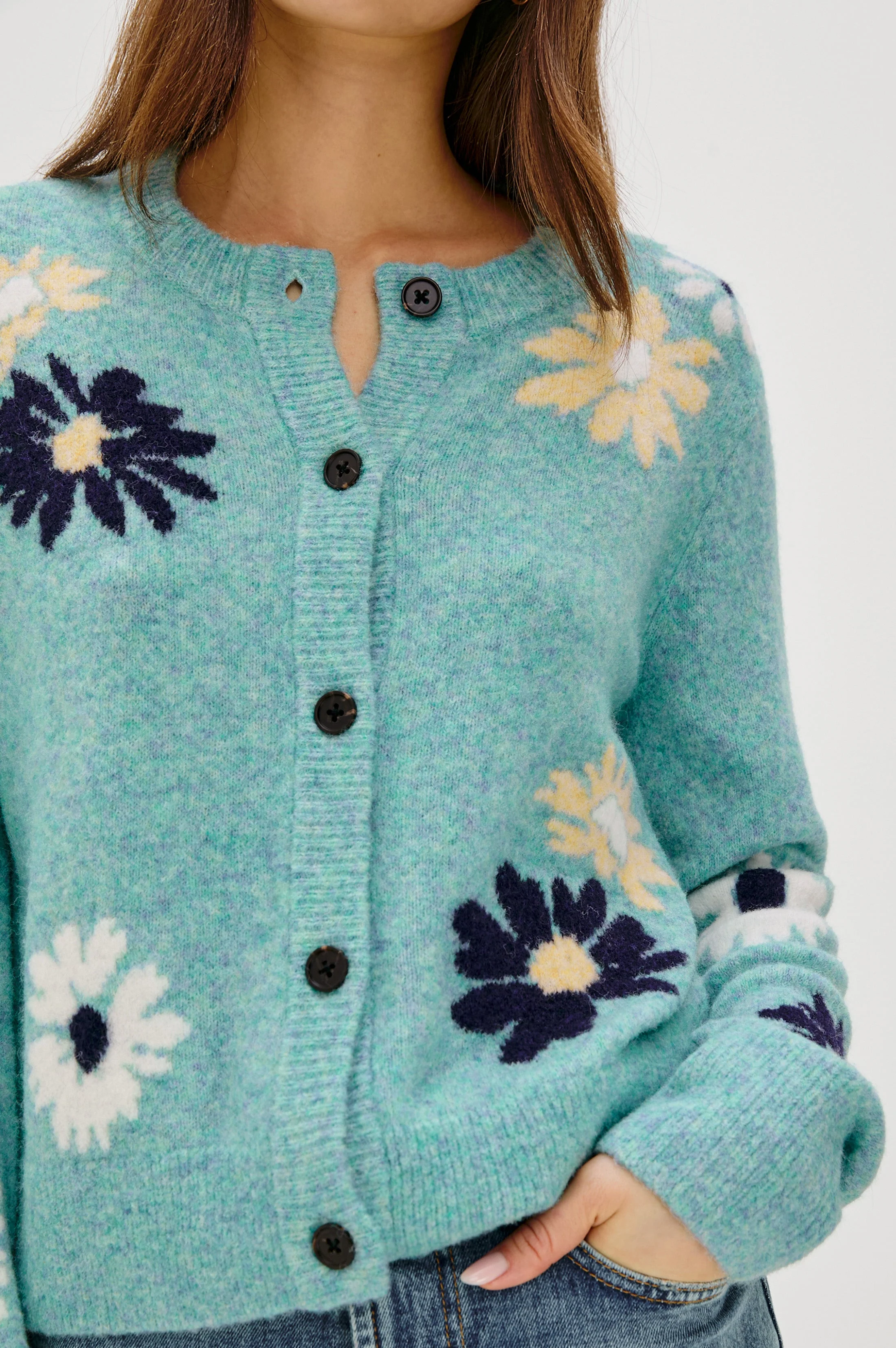 MILLIE CARDIGAN - HEATHER TEAL - Image 2