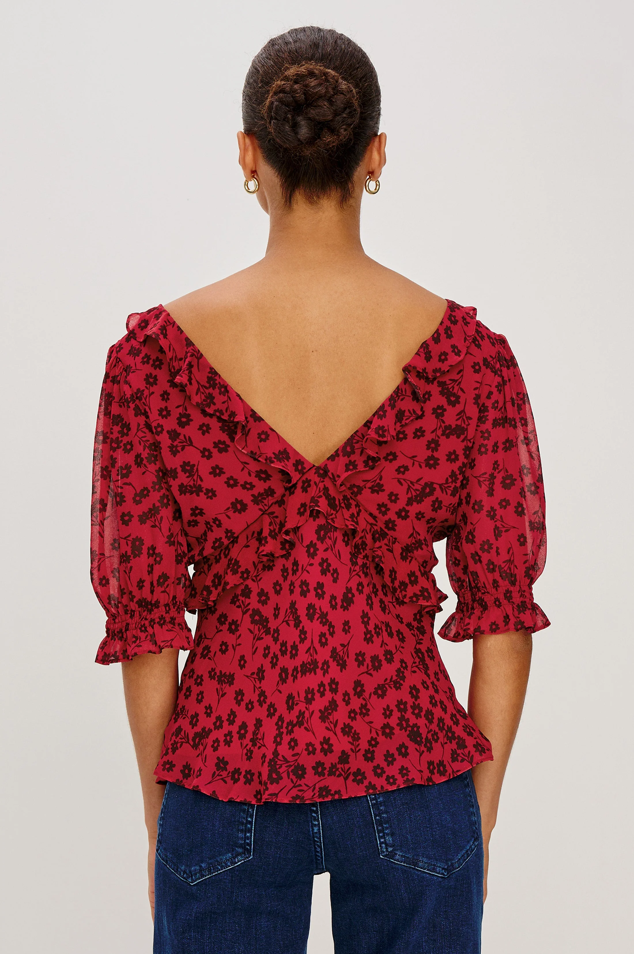MIRAMAR TOP - CARMINE DAISIES - Image 5