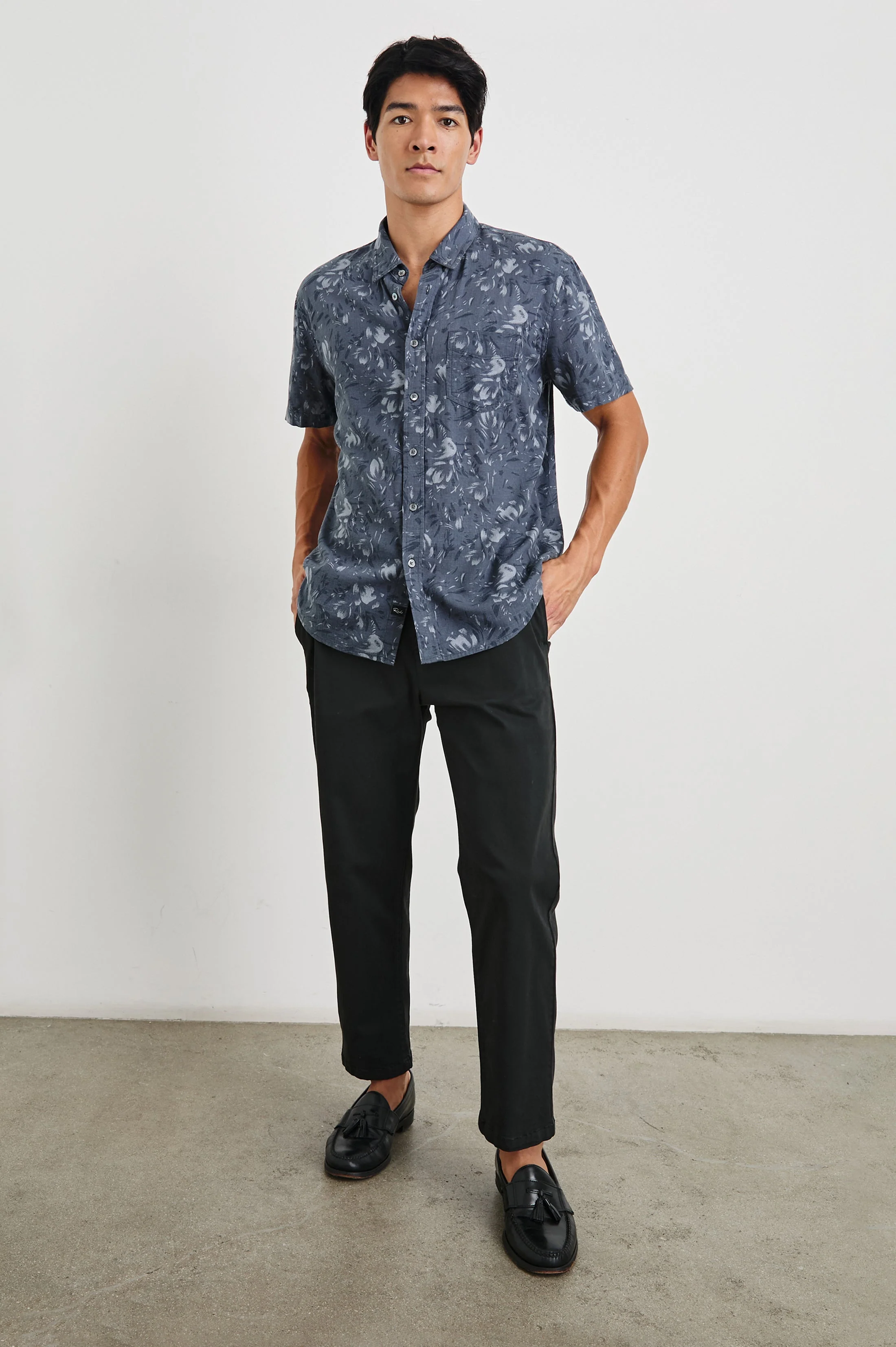 MONACO SHIRT - NAVY FLORAL BRUSH - Image 3