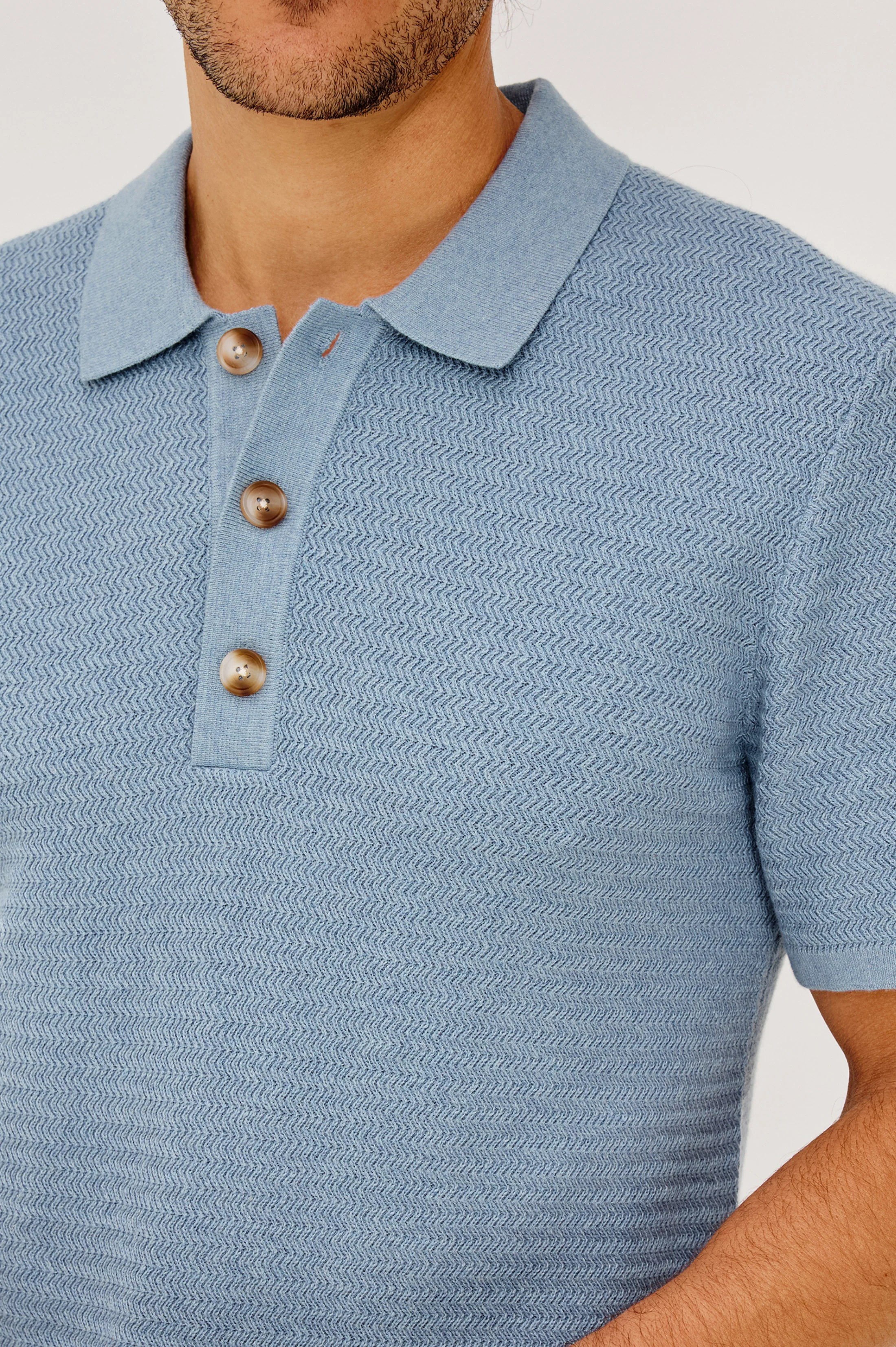NATHAN POLO SHIRT - BLUE SKY HEATHER - Image 2