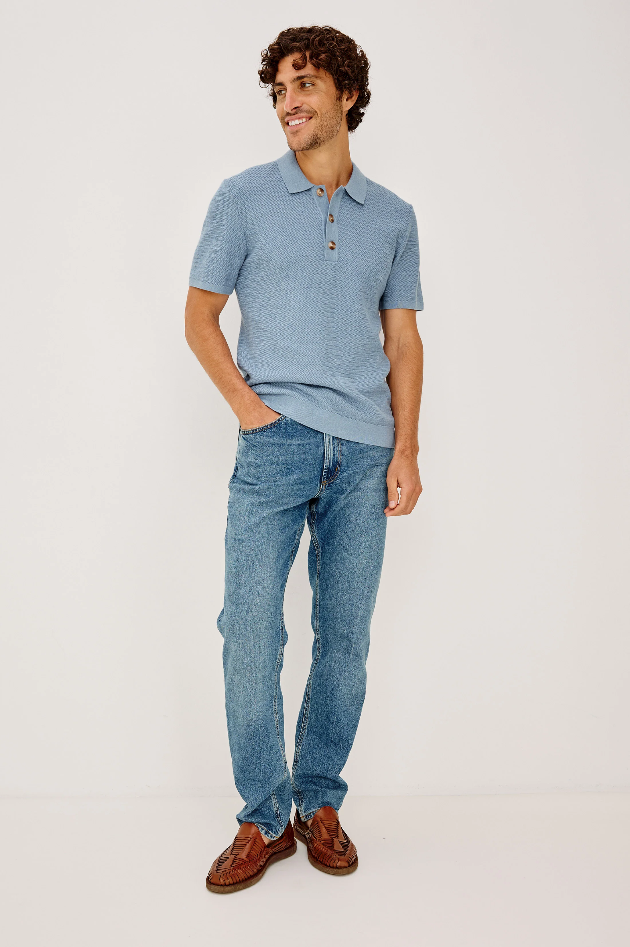 NATHAN POLO SHIRT - BLUE SKY HEATHER - Image 4
