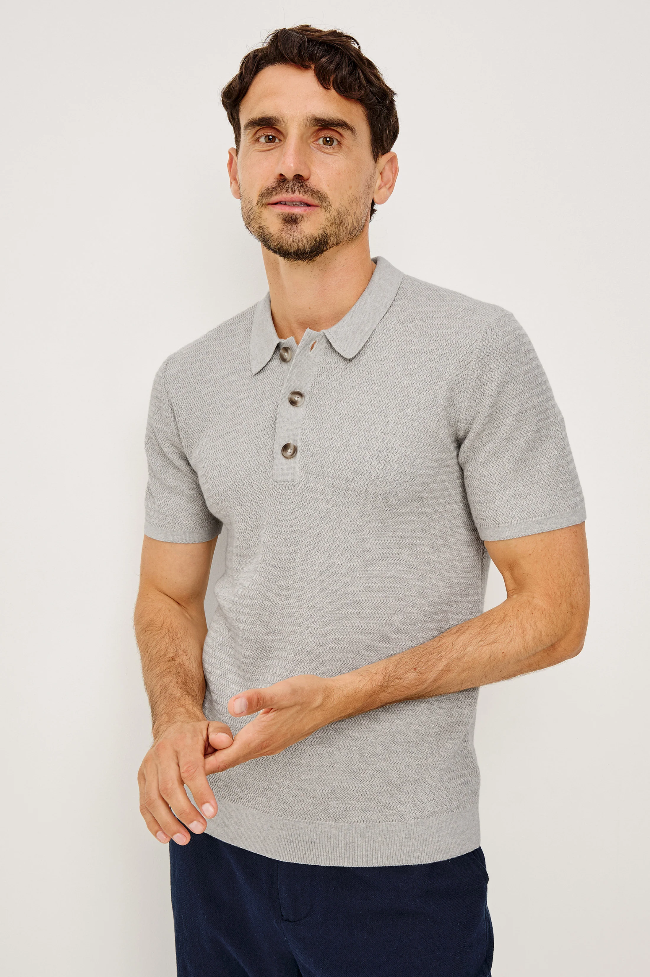 NATHAN POLO SHIRT - HEATHER GREY