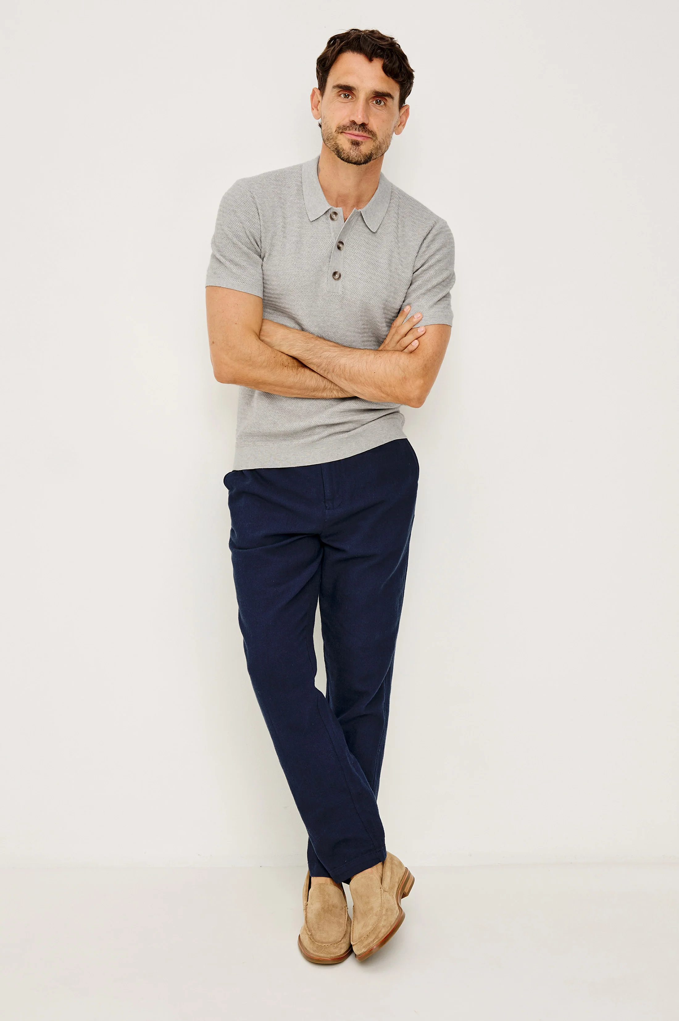 NATHAN POLO SHIRT - HEATHER GREY - Image 3