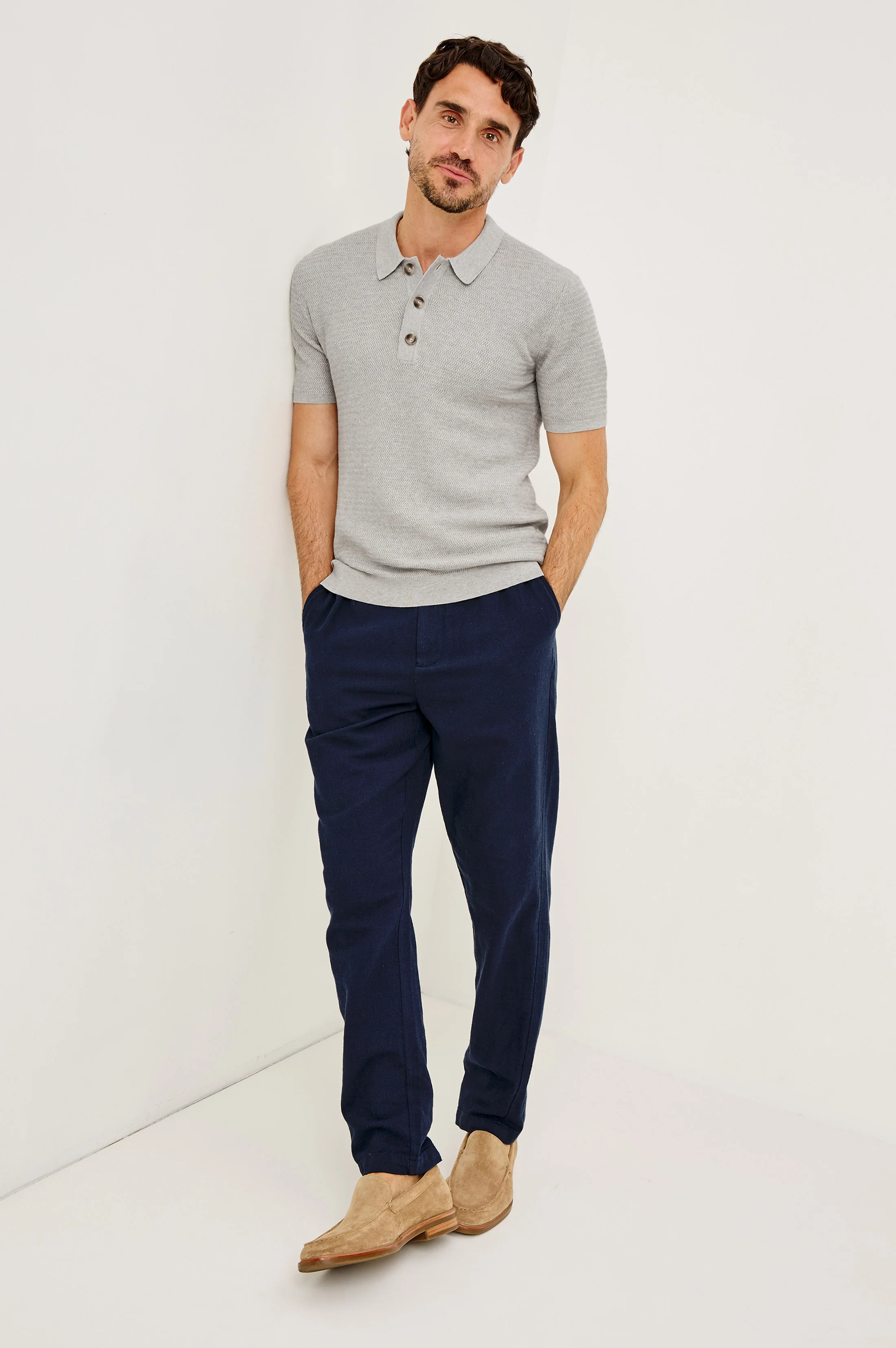 NATHAN POLO SHIRT - HEATHER GREY - Image 4
