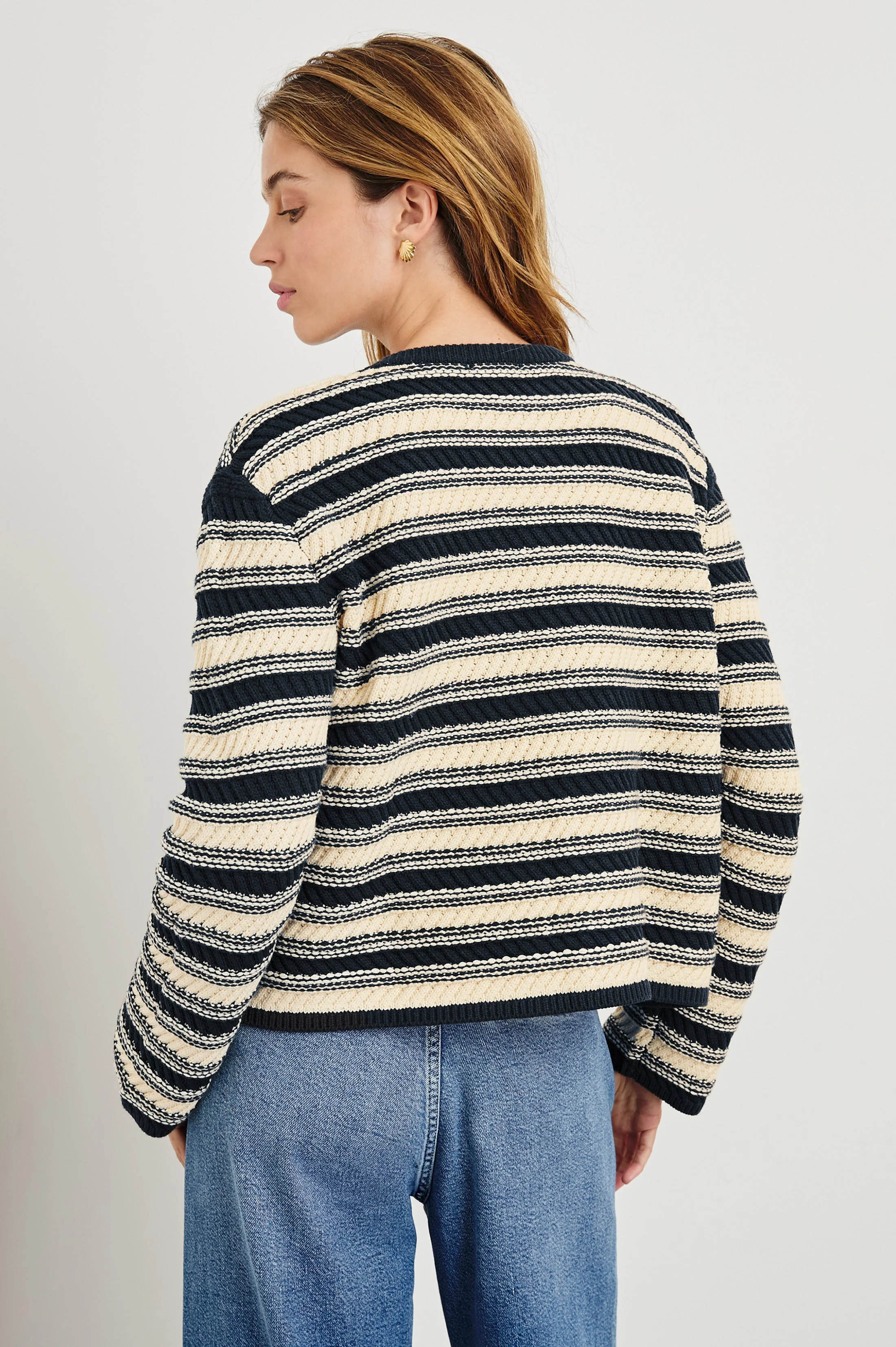 NELLY CARDIGAN - NAVY OAT STRIPE - Image 5