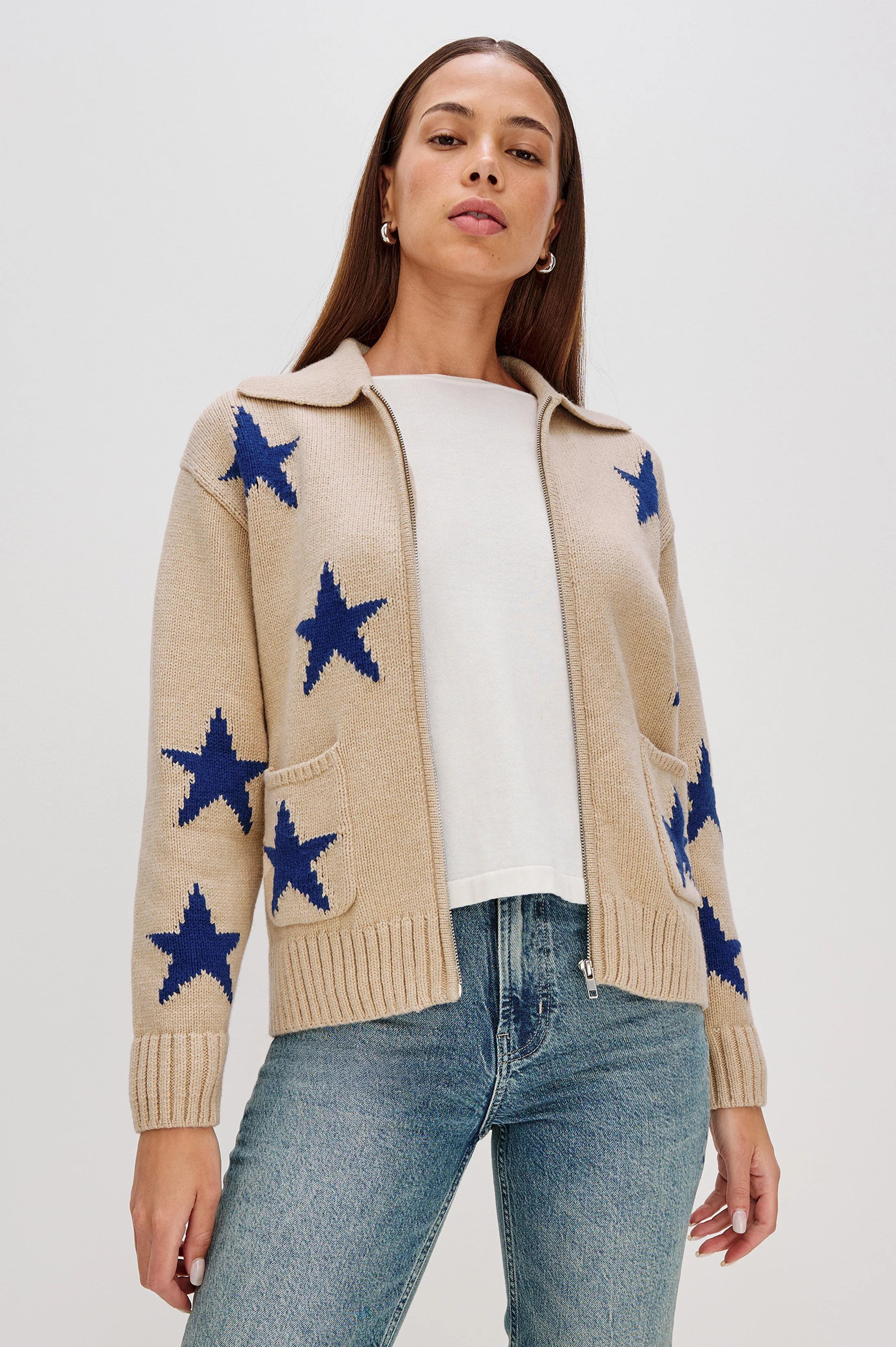 RHEA SWEATER - CAMEL COBALT STARS - Image 4