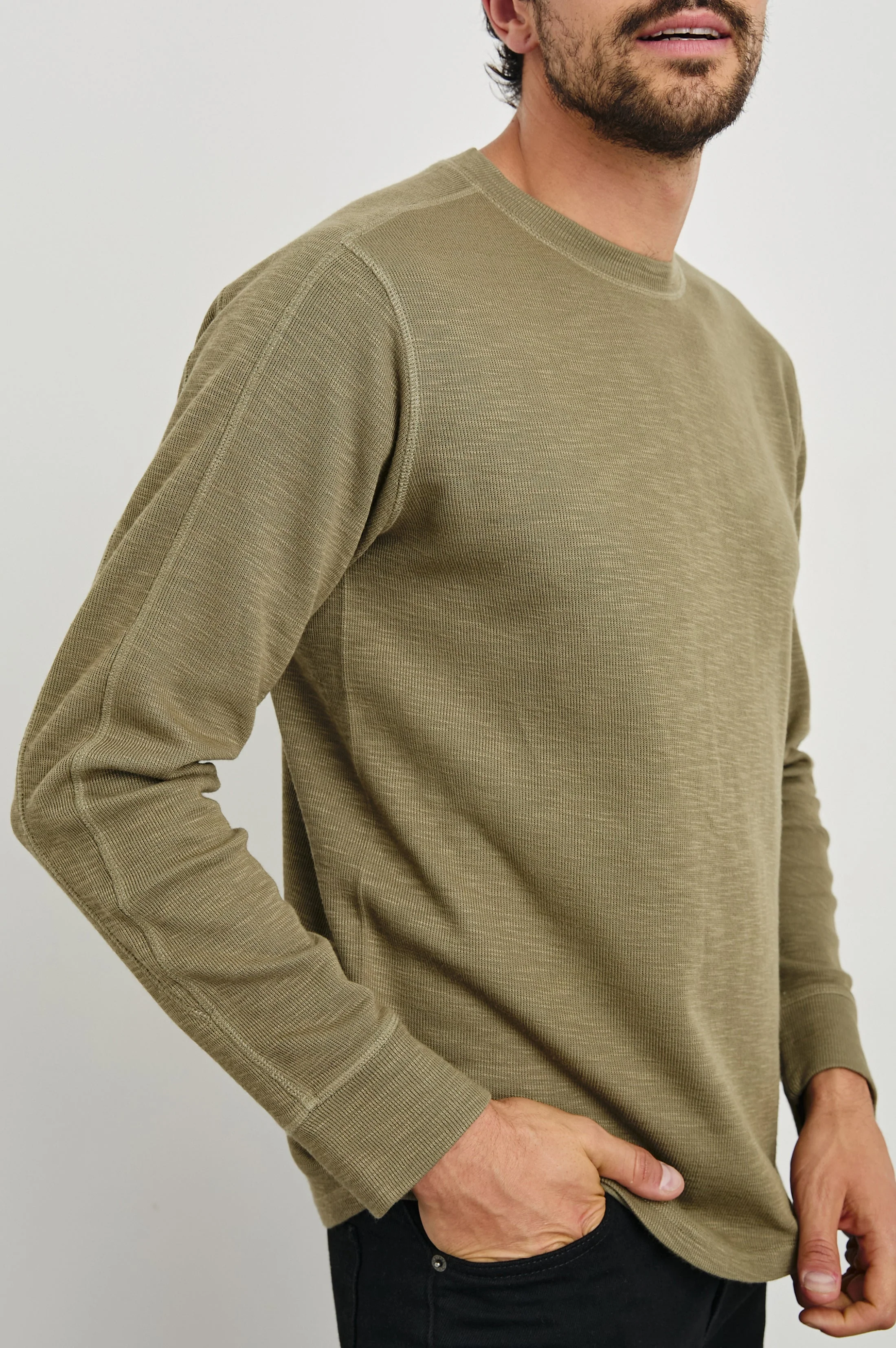 RHEESE LONG SLEEVE TEE - GREEN OLIVE - Image 2