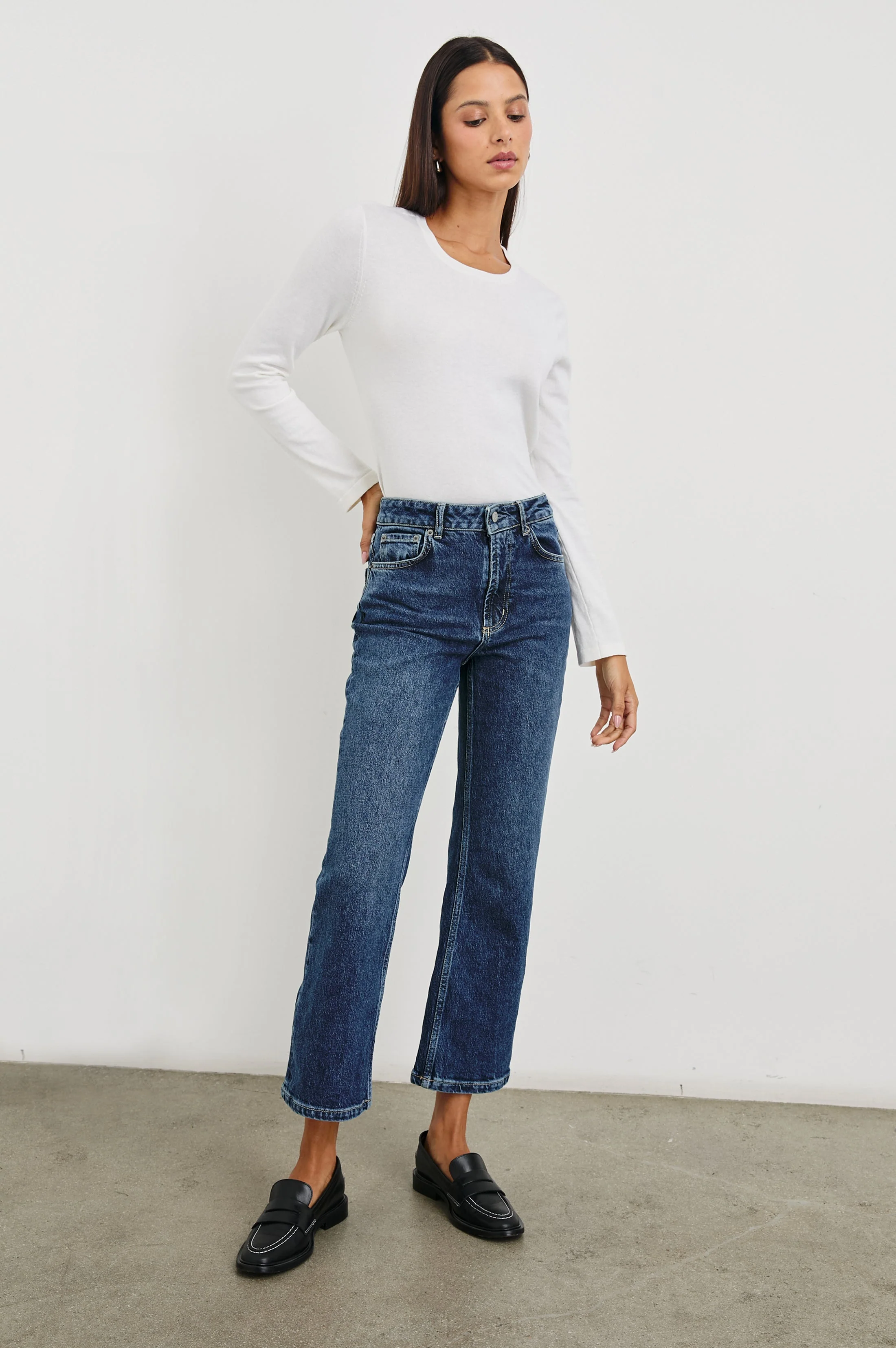 SUNSET CROP SLIM FLARE - COLLEGIATE BLUE - Image 3