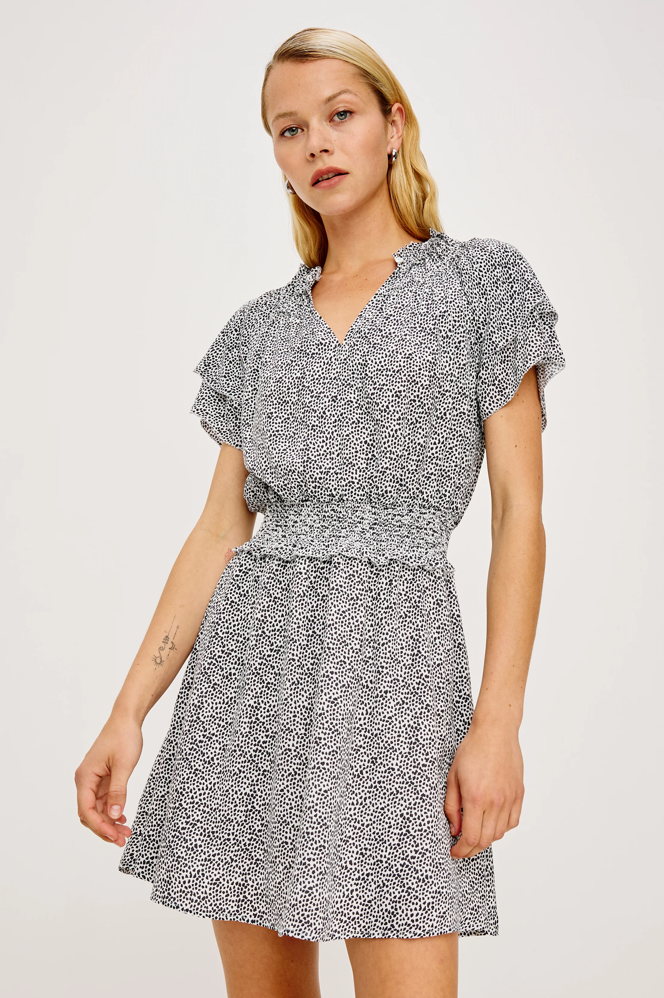 TERRIN DRESS - IVORY MICRO SPOTS