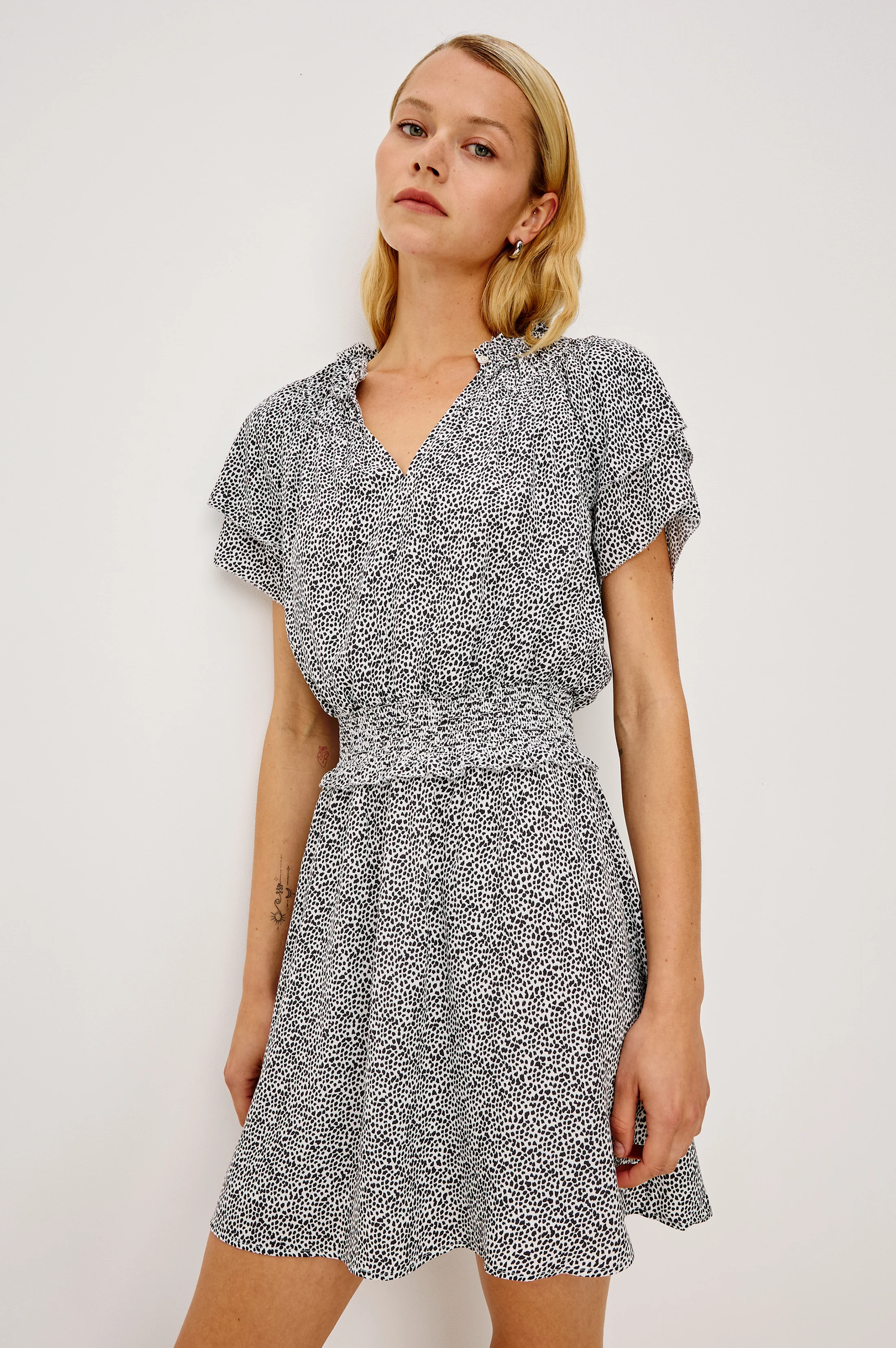 TERRIN DRESS - IVORY MICRO SPOTS - Image 4