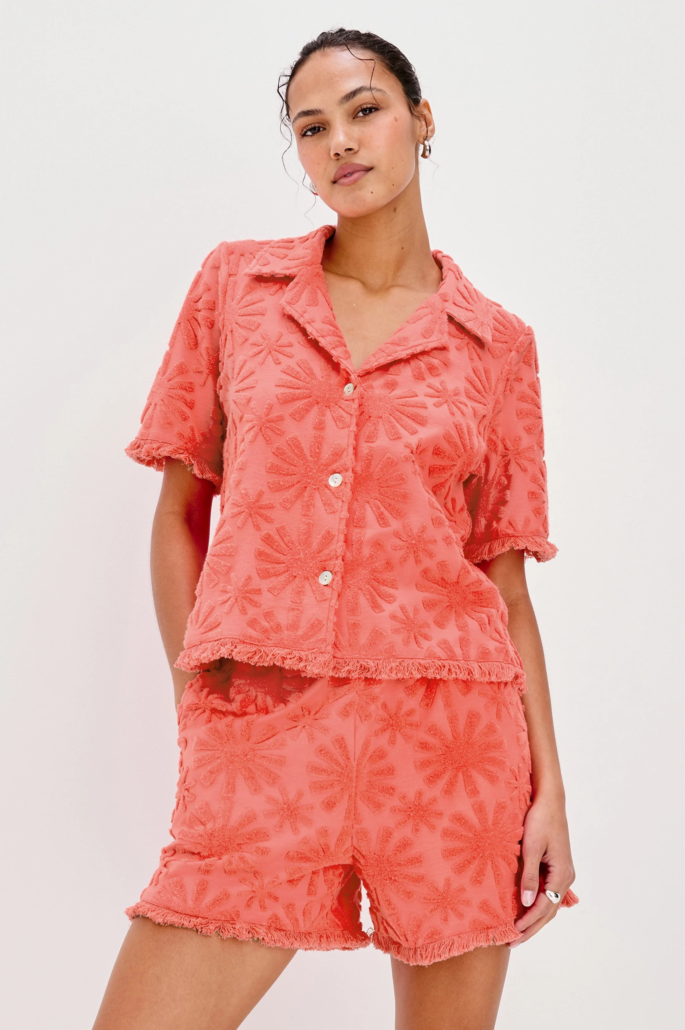 TIFF SHIRT - RED SUNBURST JACQUARD