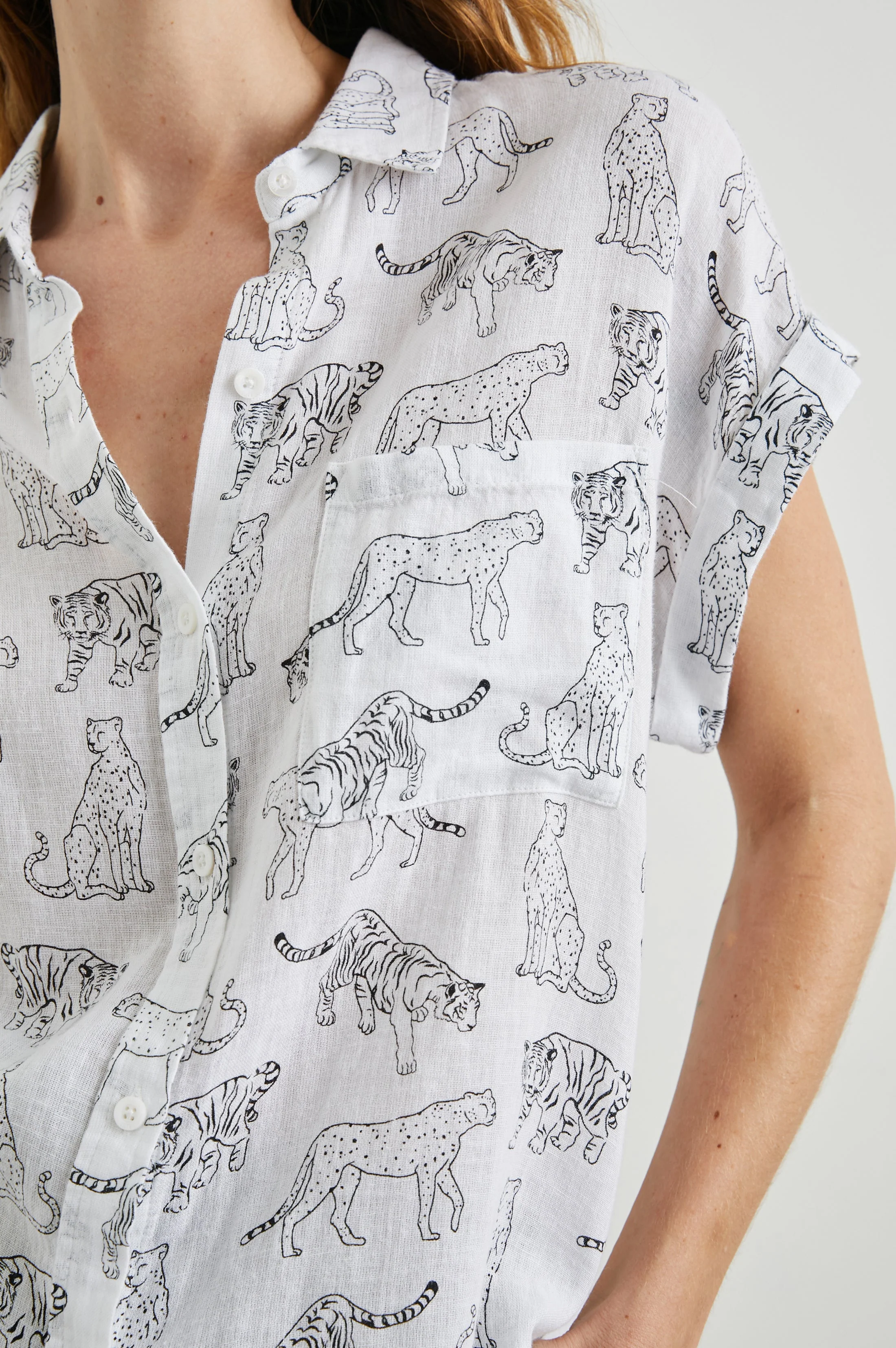 WHITNEY SHIRT - IVORY JUNGLE CATS - Image 2