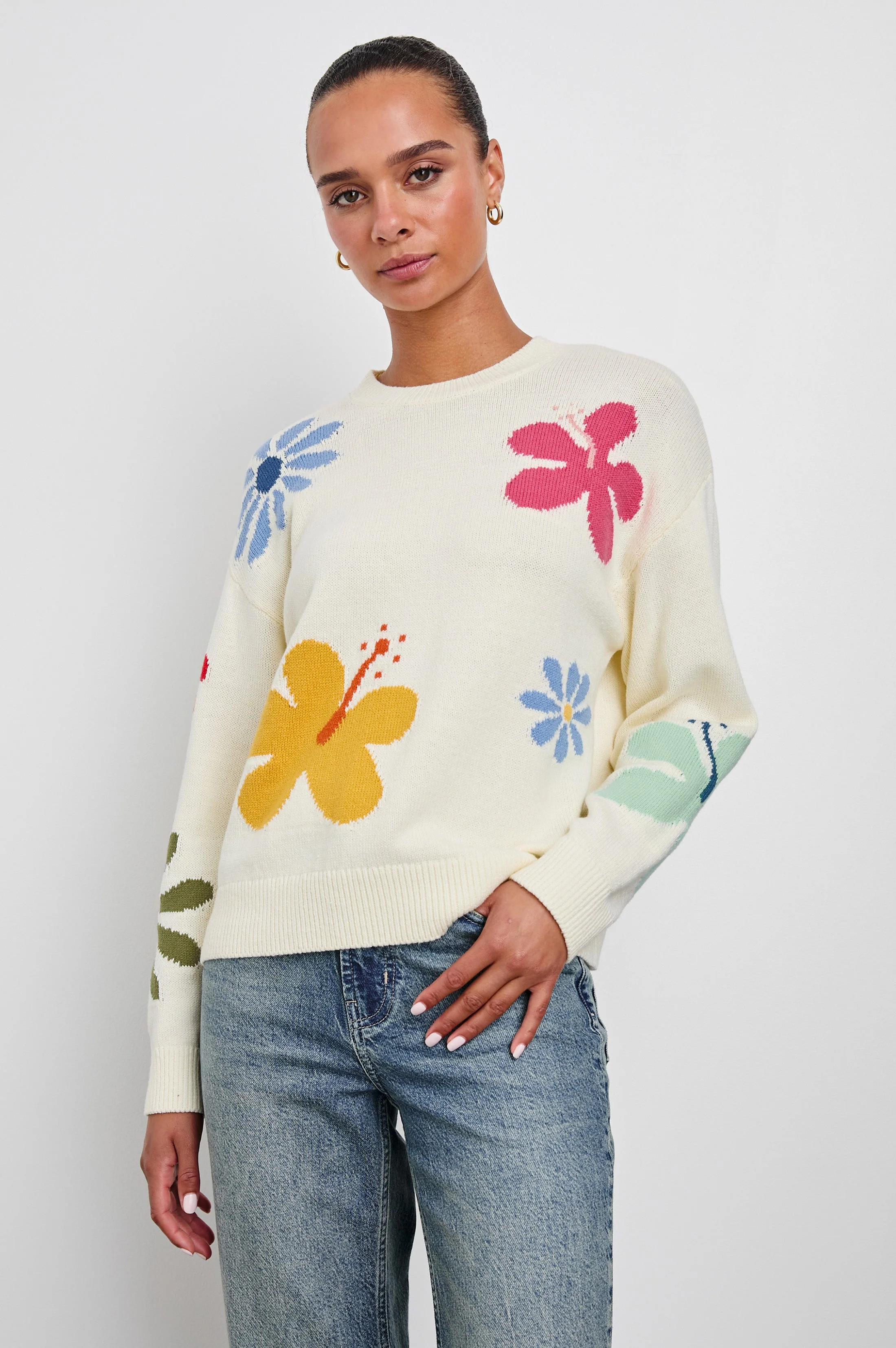 ZOEY SWEATER - IVORY HIBISCUS