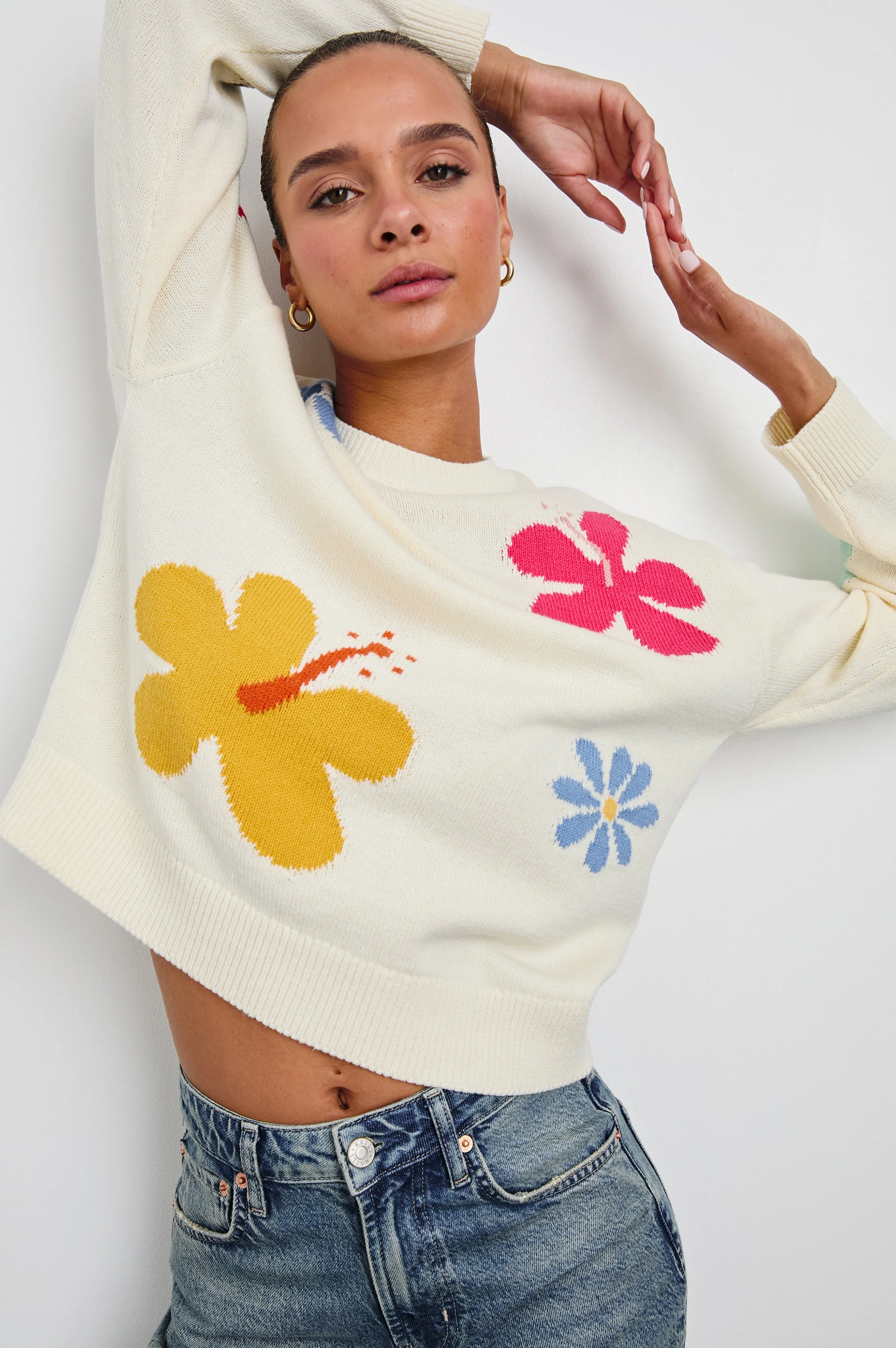 ZOEY SWEATER - IVORY HIBISCUS - Image 4